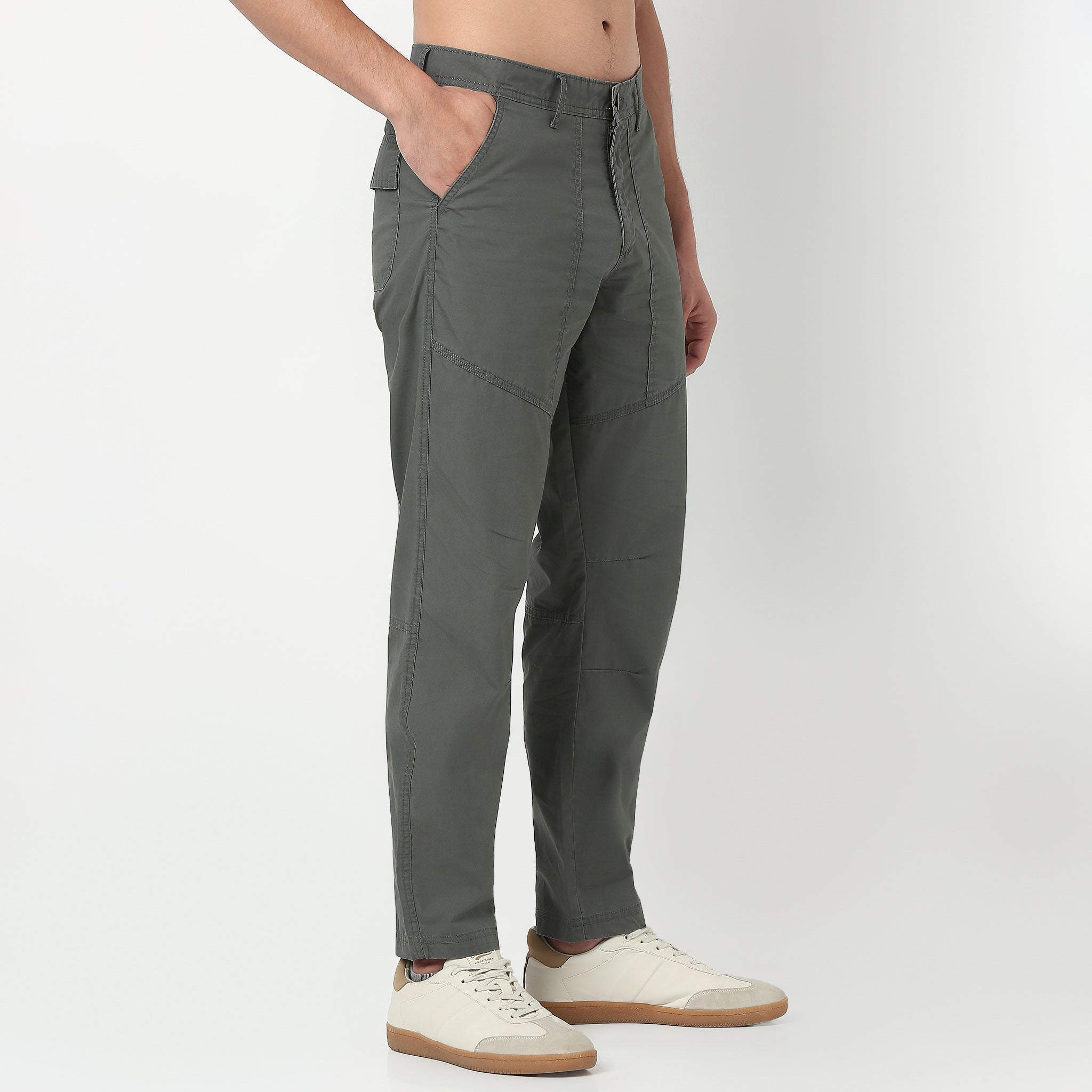 Regular Fit Cotton Heavy Duty Messenger Pants With Utility Pockets