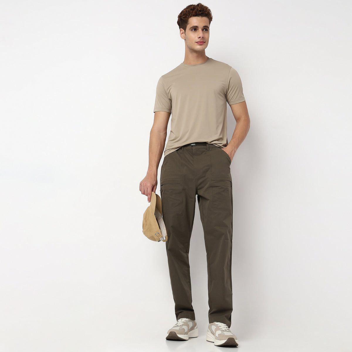 Ankle Length Techno Rip Stop Cargo Pants With Utilitarian Details- Relaxed Fit