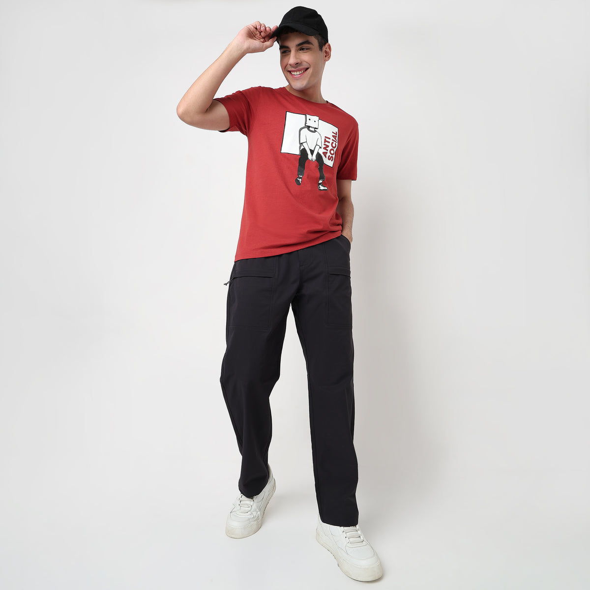 Buy Men Regular Fit Solid Ankle Length Mid Rise Cargos  - Style Union