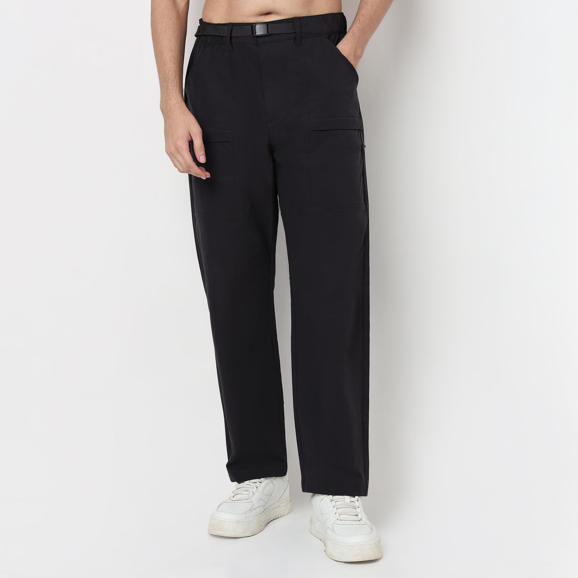 Buy Men Regular Fit Solid Ankle Length Mid Rise Cargos  - Style Union