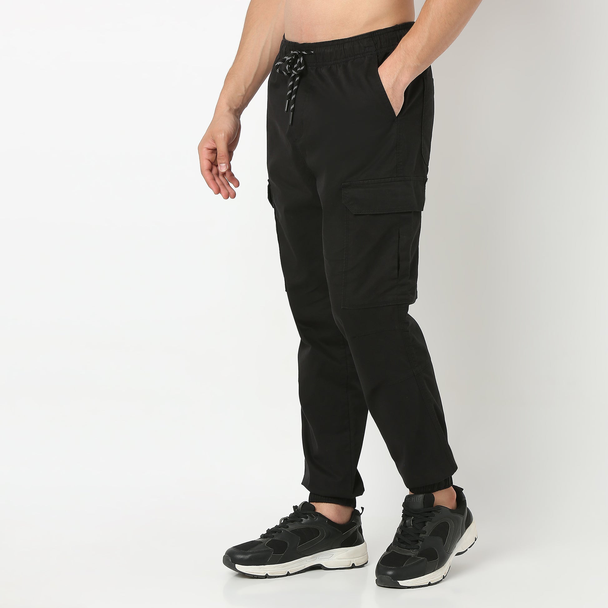 Solid Ankle Length Cotton Heavy Duty Pants Cargos