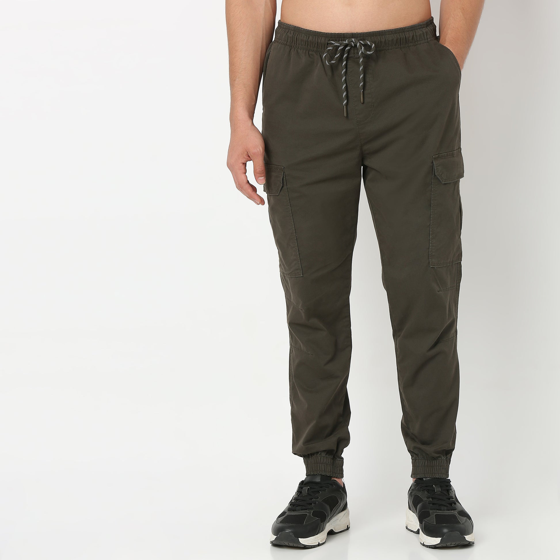 Solid Ankle Length Cotton Heavy Duty Pants Cargos