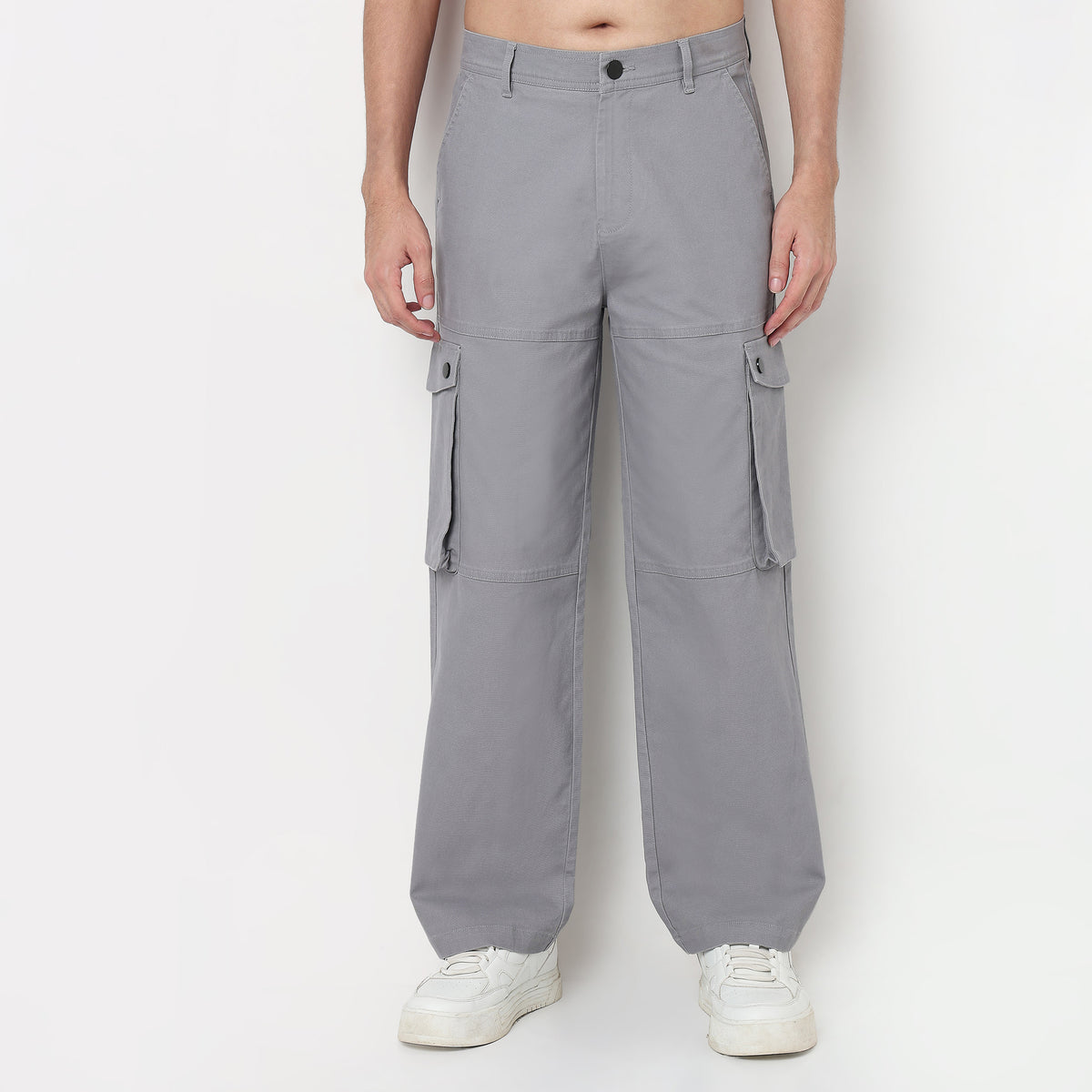 Buy Men Regular Fit Solid Ankle Length Mid Rise Cargos  - Style Union