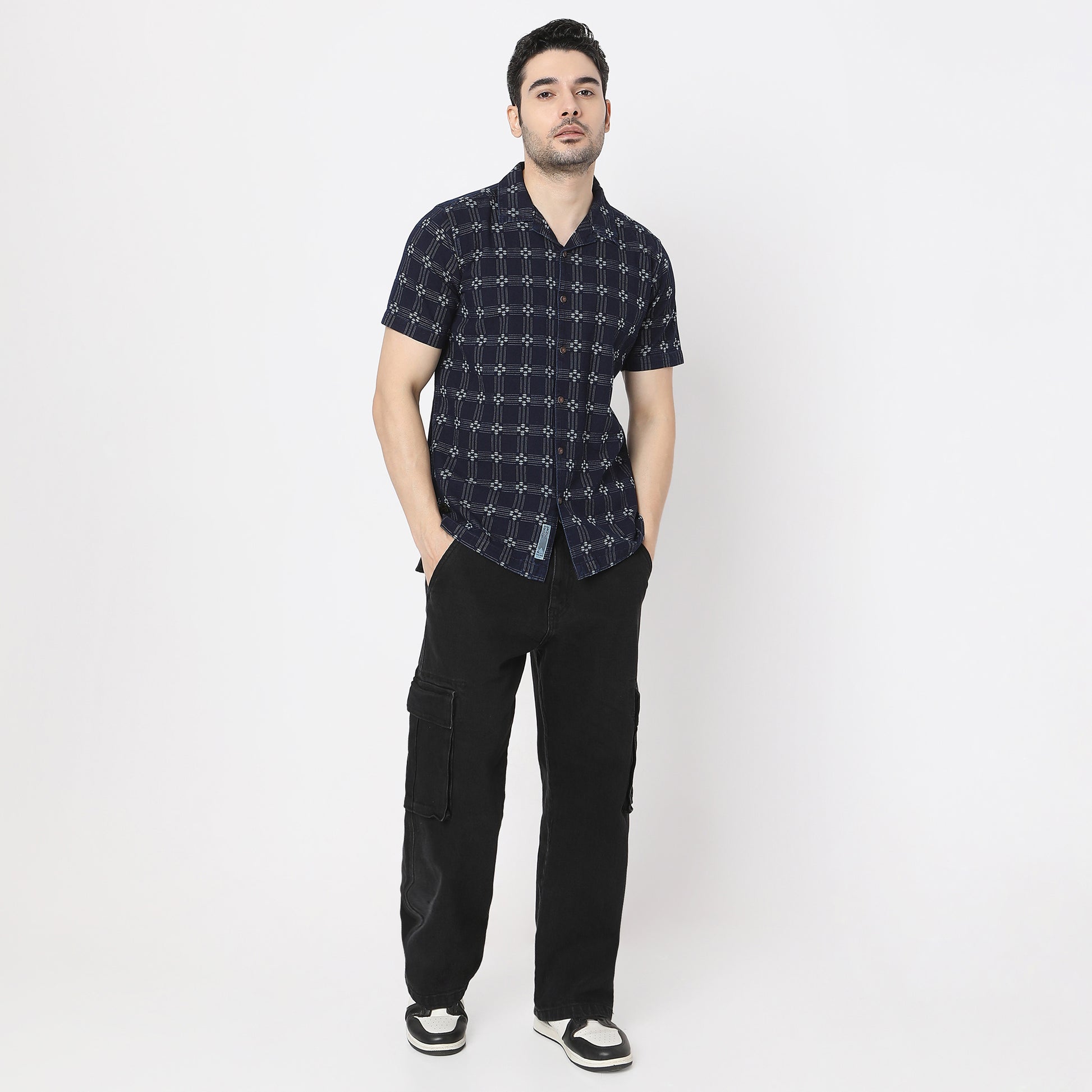 Structured Camp Collar Modern Explorer Mood Half Sleeve Shirt