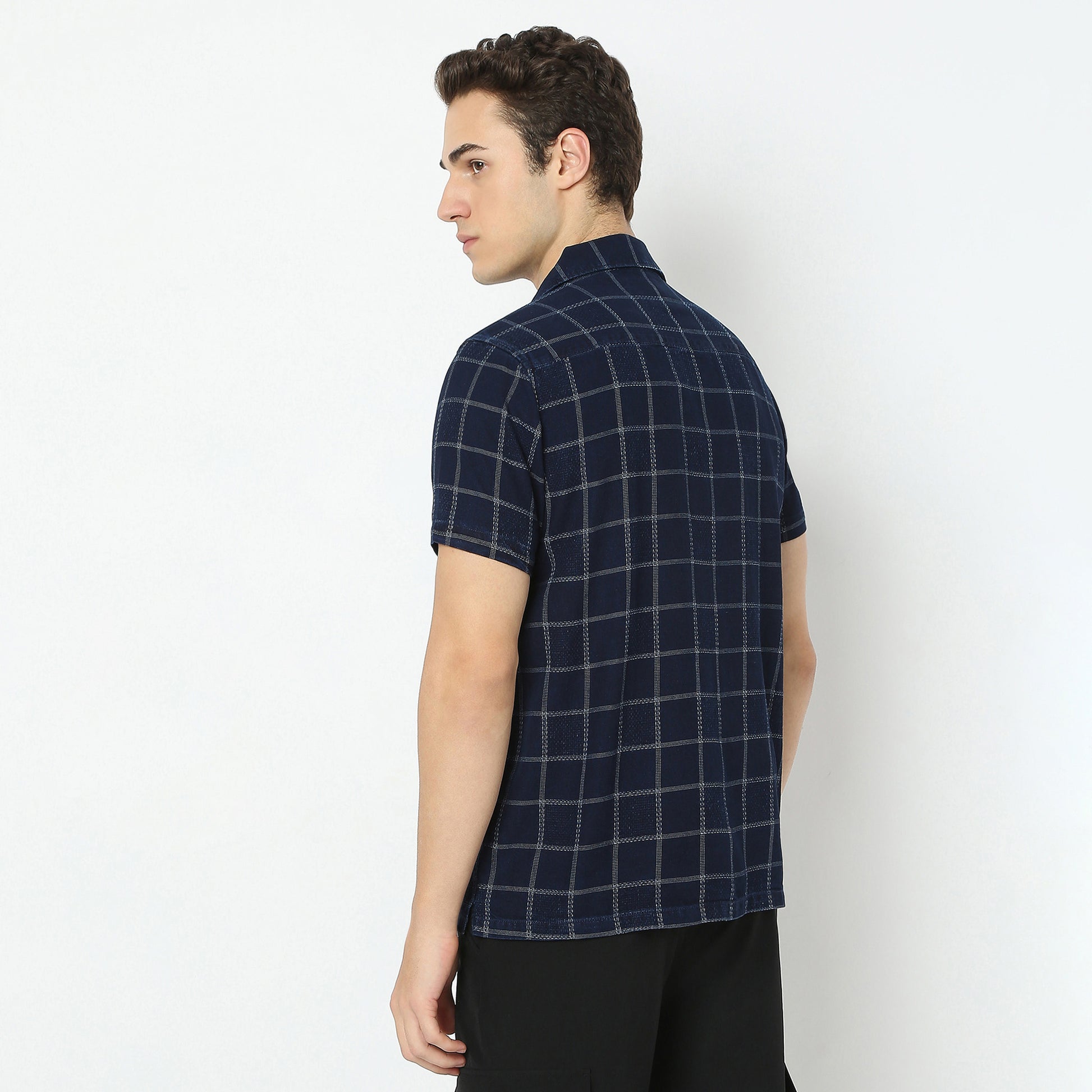 Structured Camp Collar Modern Explorer Mood Half Sleeve Shirt