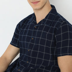 Structured Camp Collar Modern Explorer Mood Half Sleeve Shirt