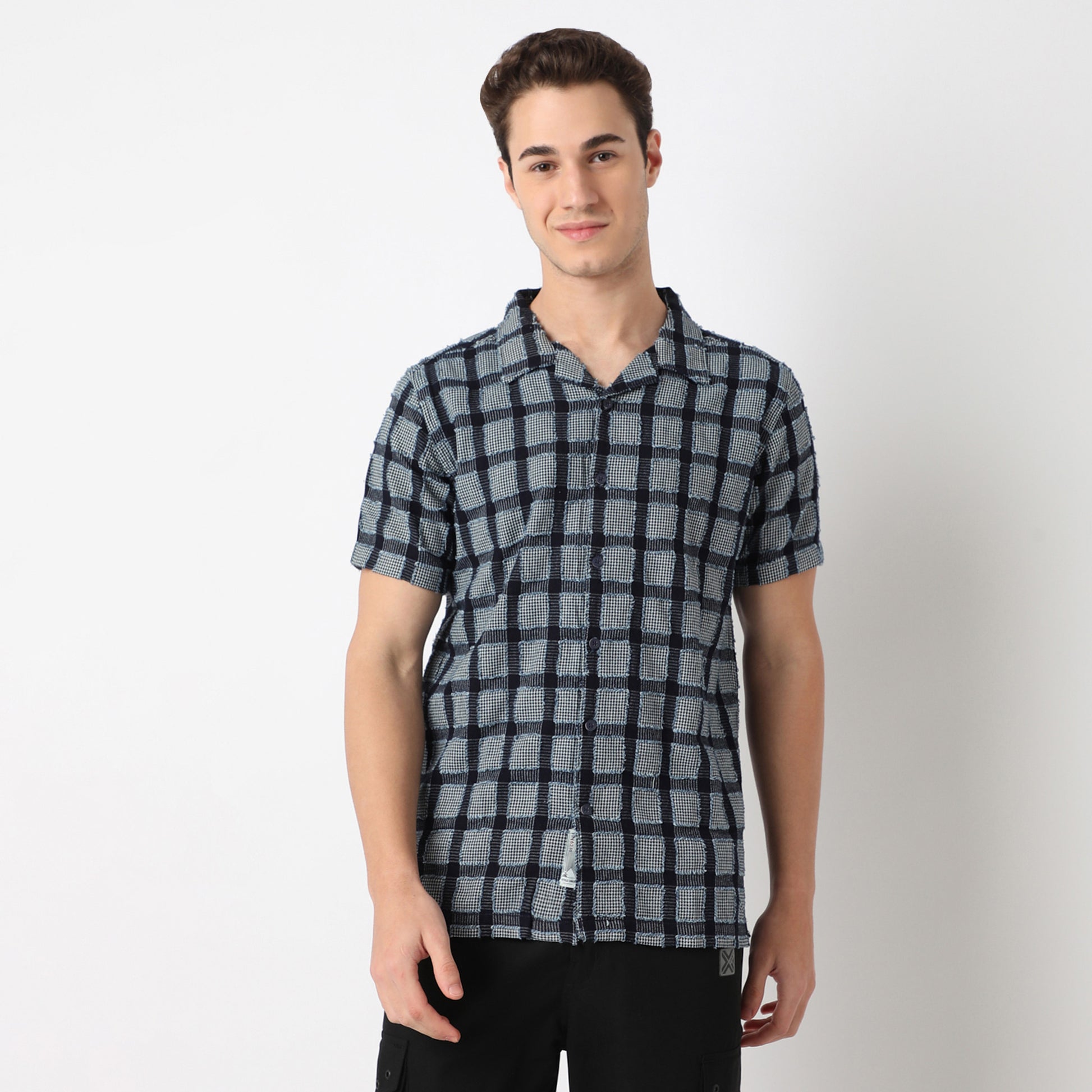 Structured Camp Collar Modern Explorer Half Sleeve Mood Shirt