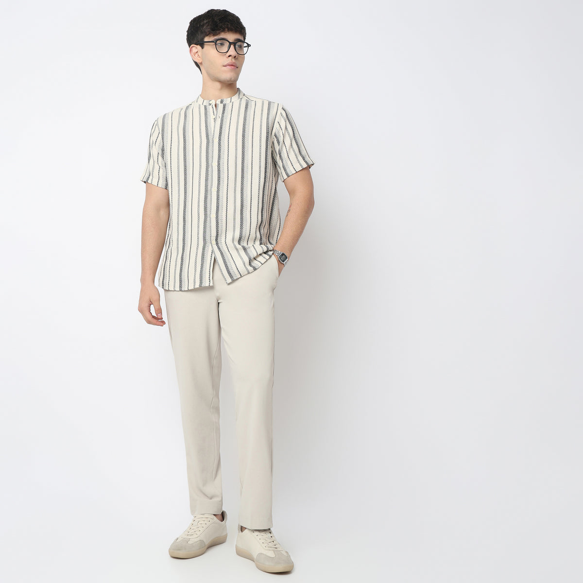 Band Collar Cotton Cruiser Shirt