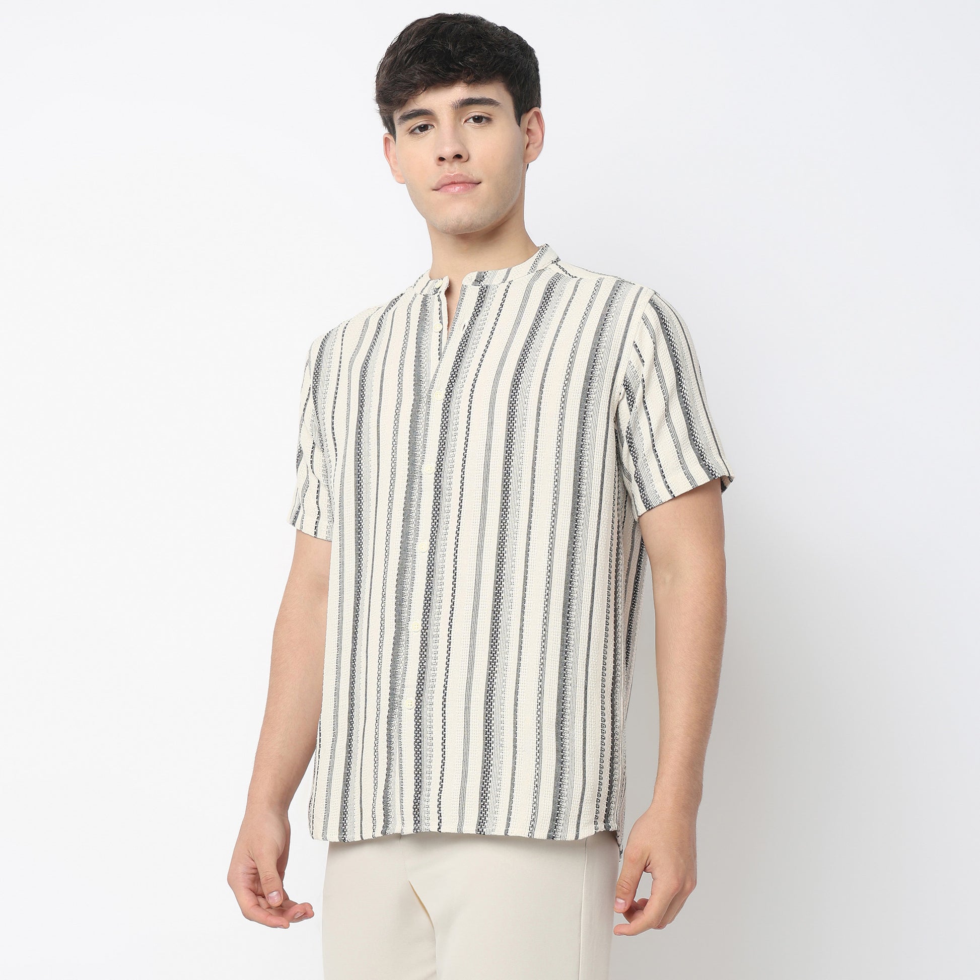 Band Collar Cotton Cruiser Shirt
