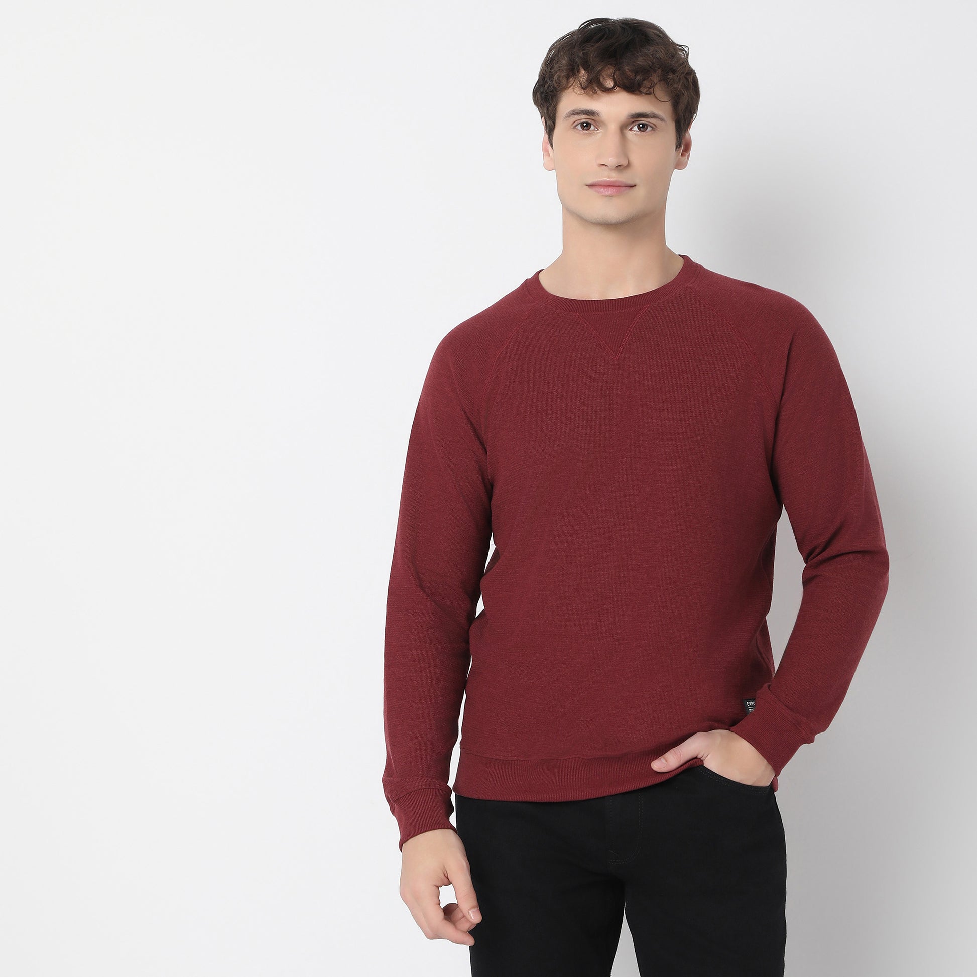 Buy Men Regular Fit Solid Raglan Sleeve Sweat Tee  - Style Union