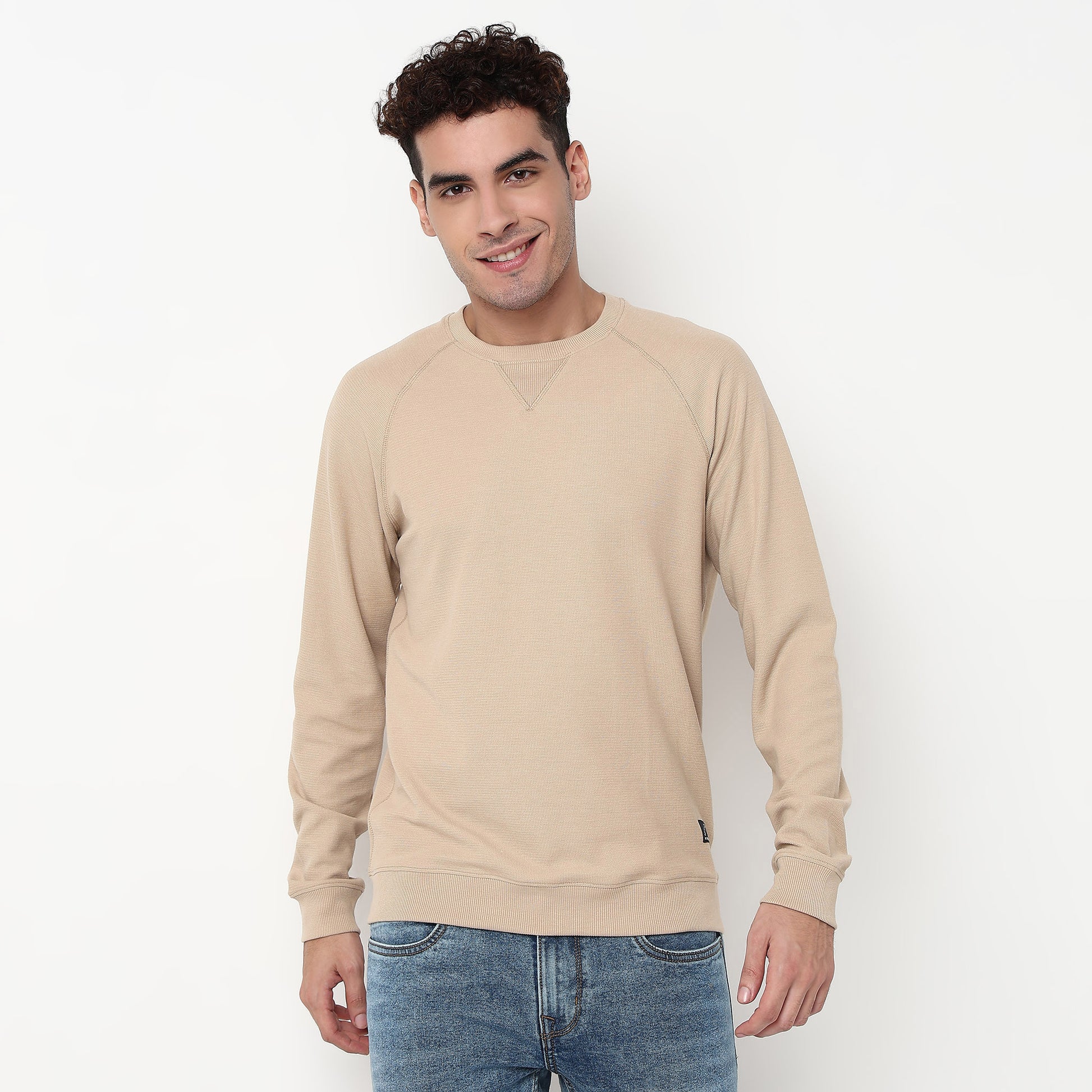 Buy Men Regular Fit Solid Raglan Sleeve Sweat Tee  - Style Union
