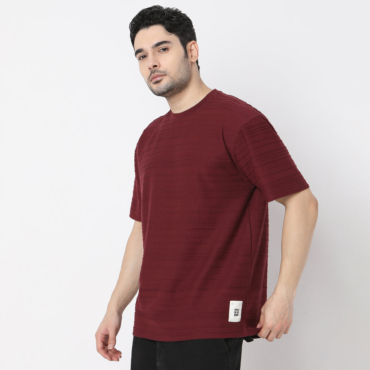 Oversize Structured Crew Neck Modern Explorer Baggy T-Shirt