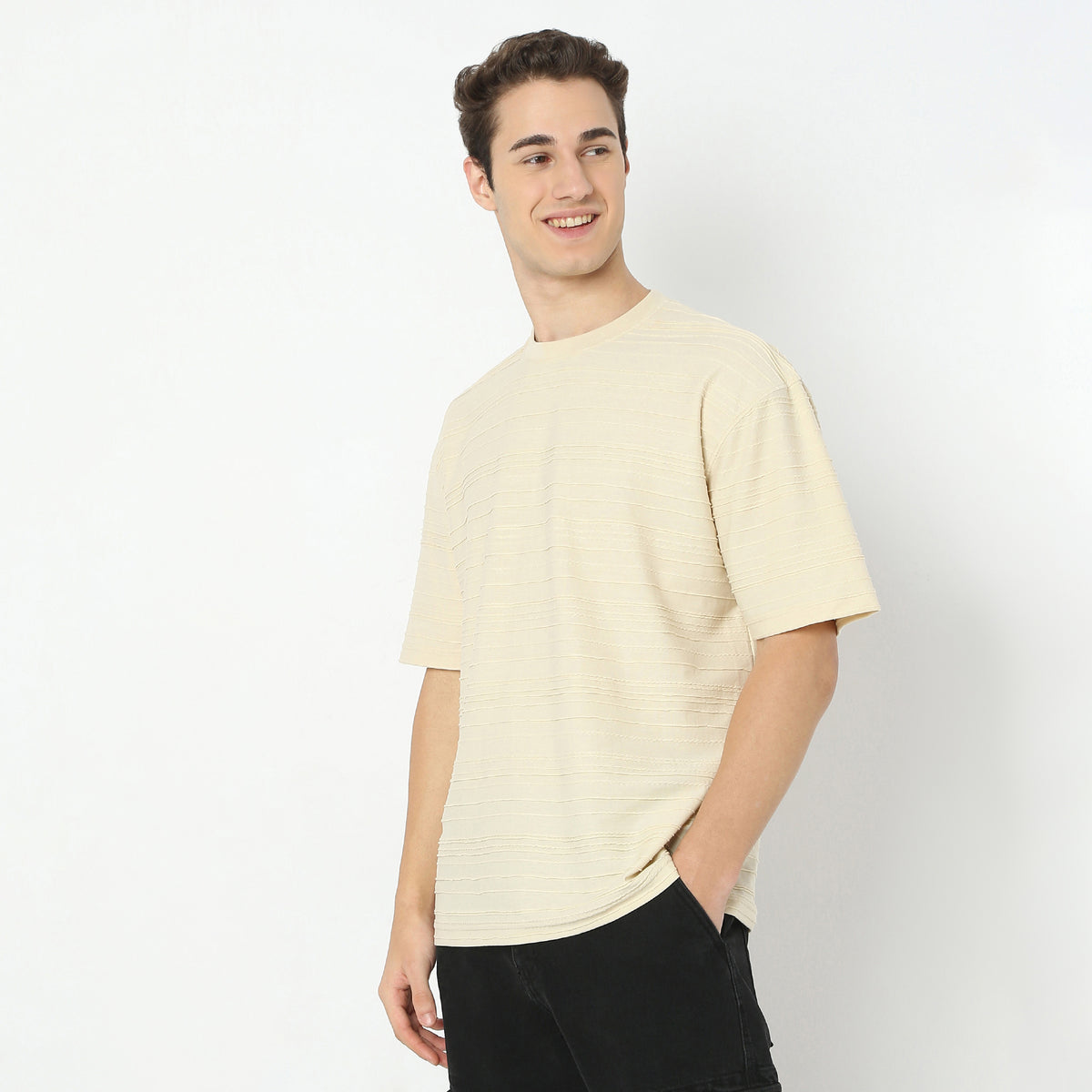 Oversize Structured Crew Neck Modern Explorer Baggy T-Shirt