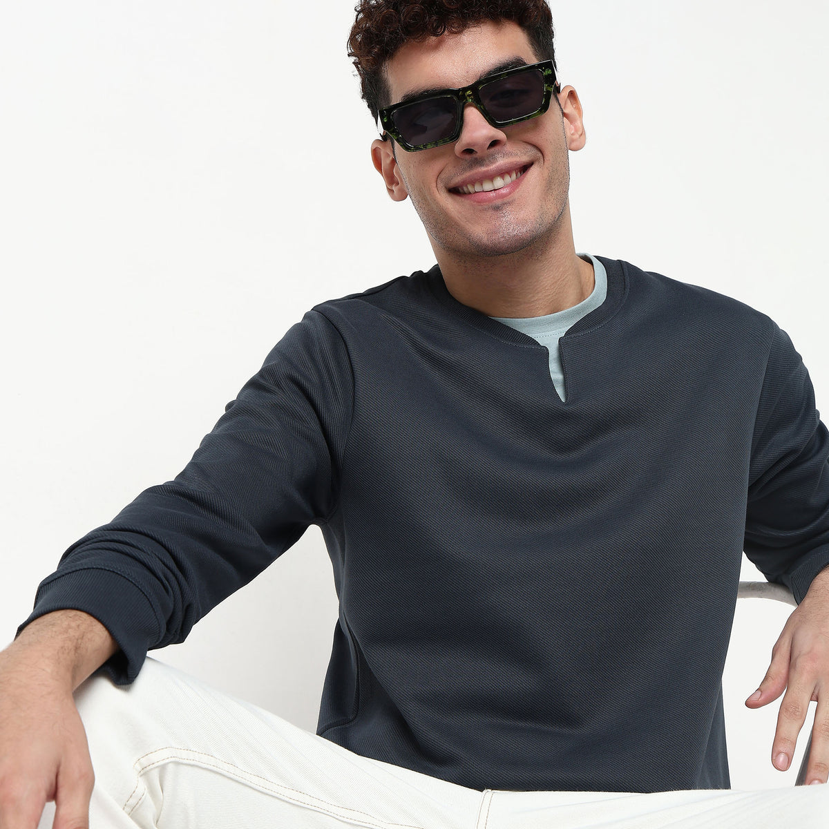 Henley Neck Cotton Polyester T-Shirt