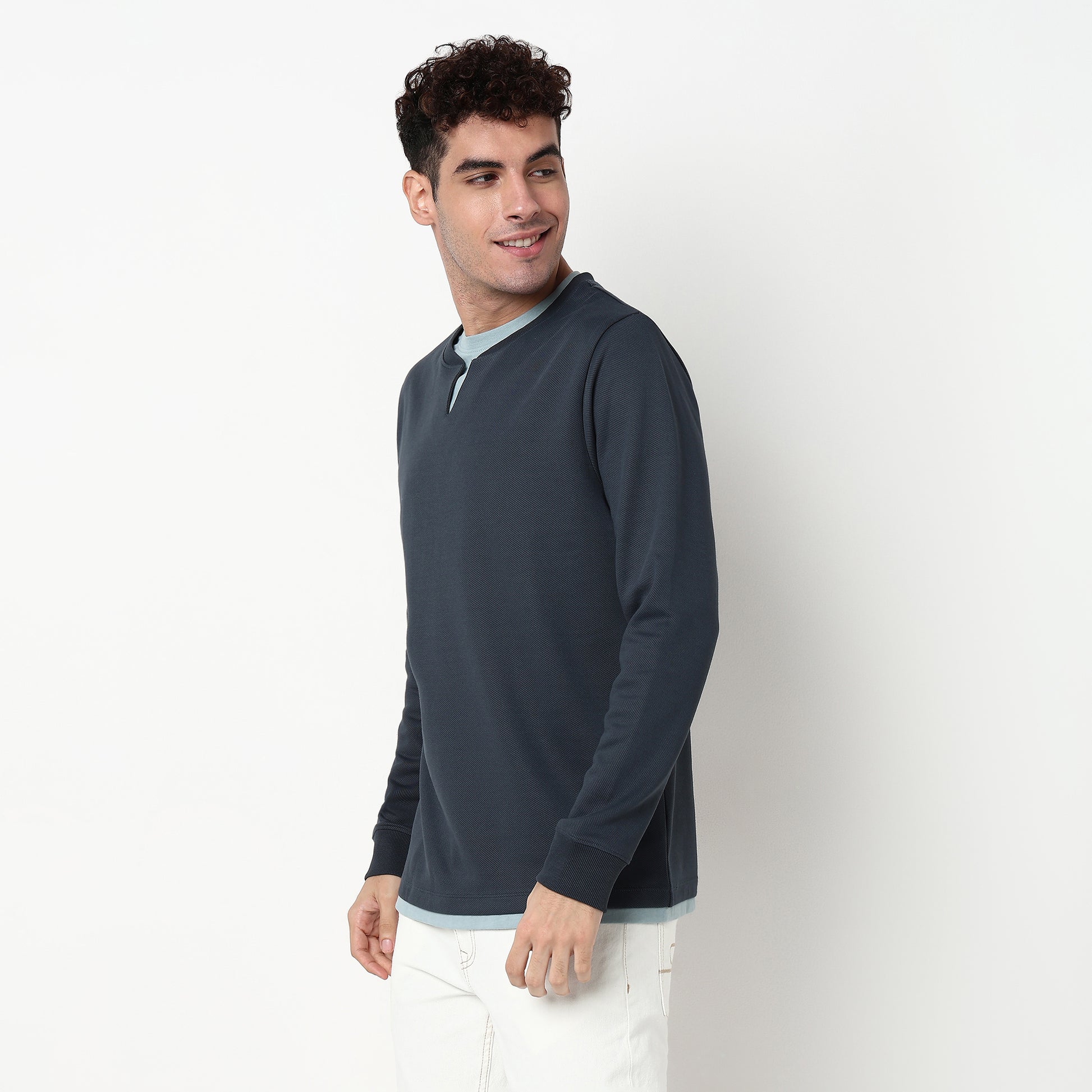 Henley Neck Cotton Polyester T-Shirt