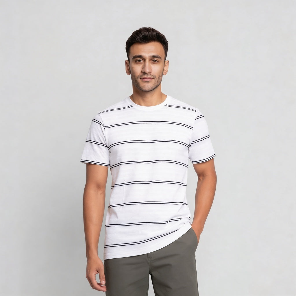 Striped Crew Neck Bae T-Shirt
