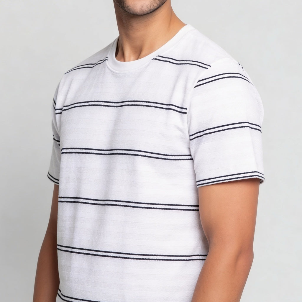 Striped Crew Neck Bae T-Shirt