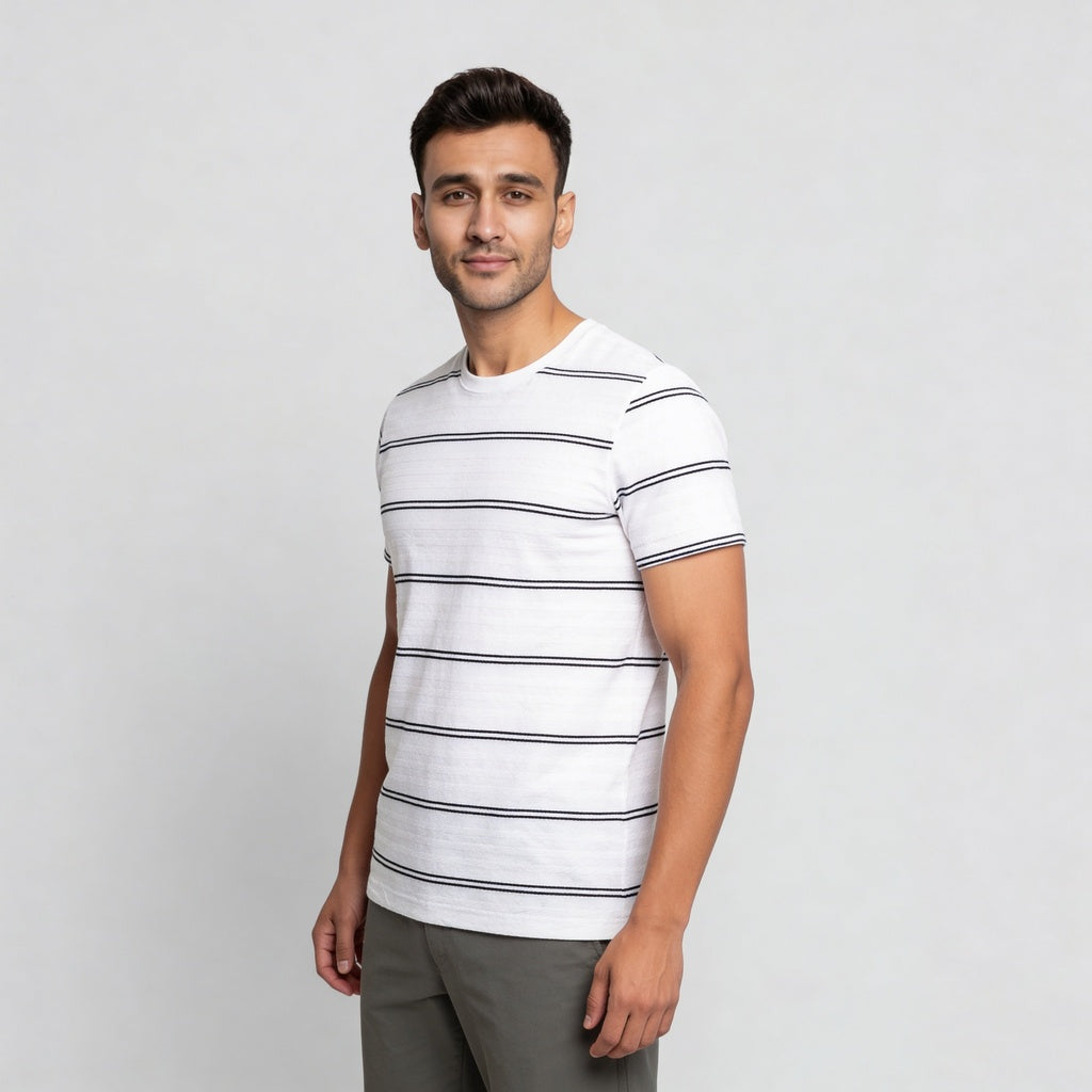 Striped Crew Neck Bae T-Shirt