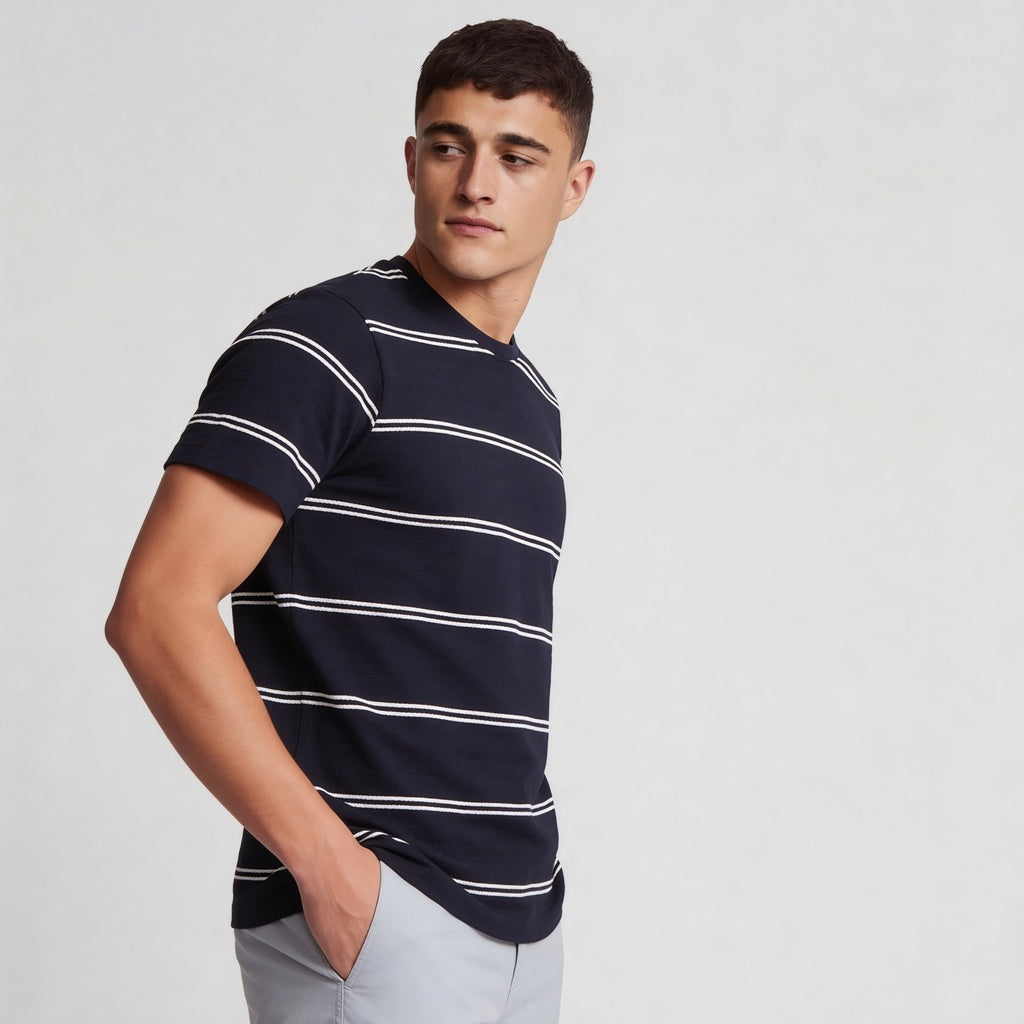 Striped Crew Neck Bae T-Shirt