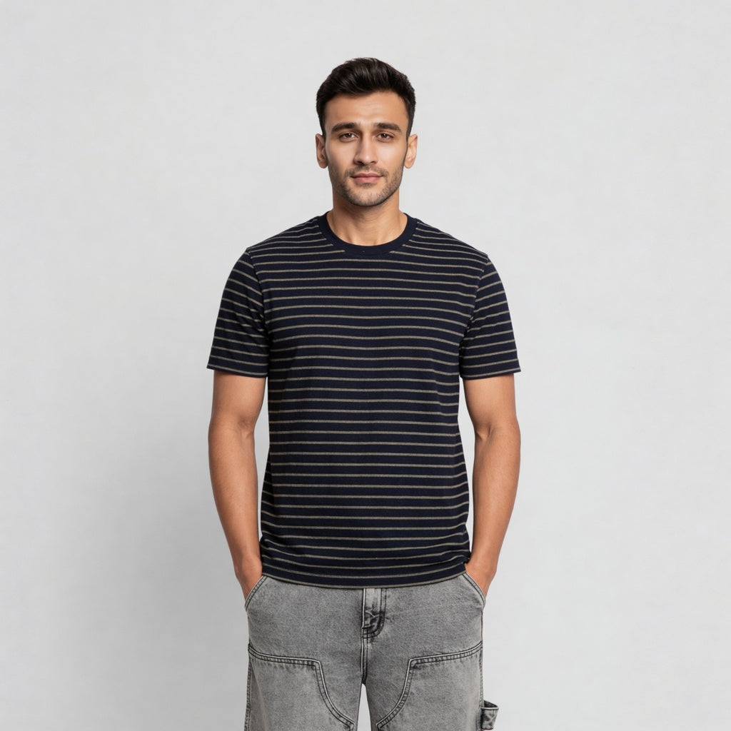 Striped Crew Neck Bae T-Shirt