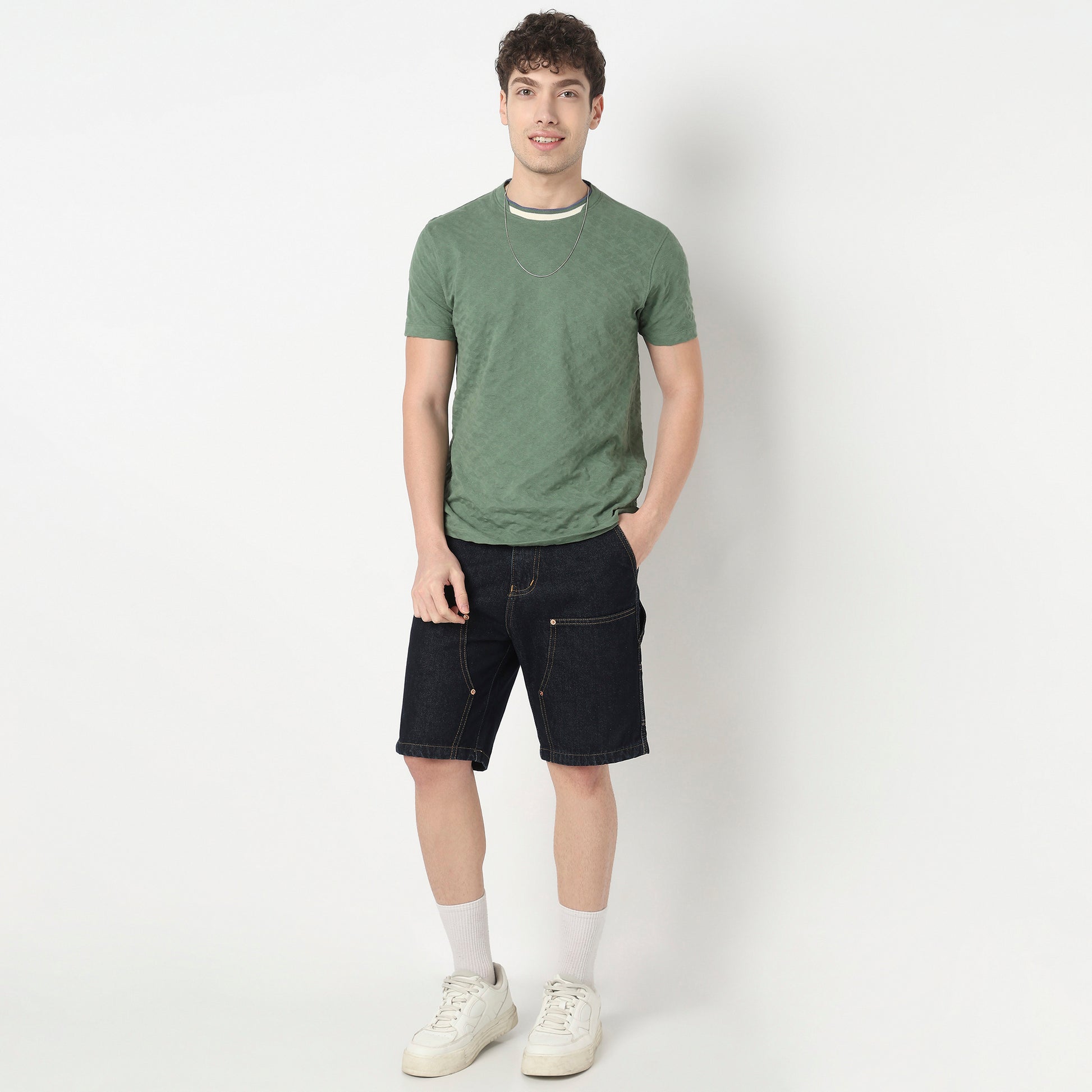 Structured Crew Neck Camper T-Shirt
