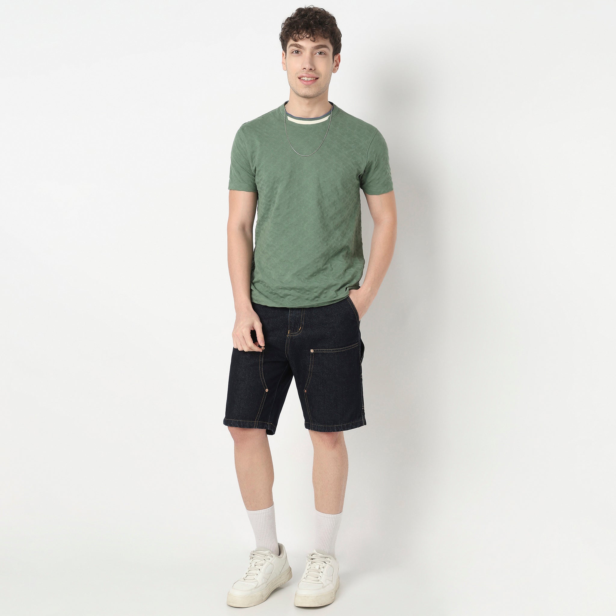 Structured Crew Neck Camper T-Shirt