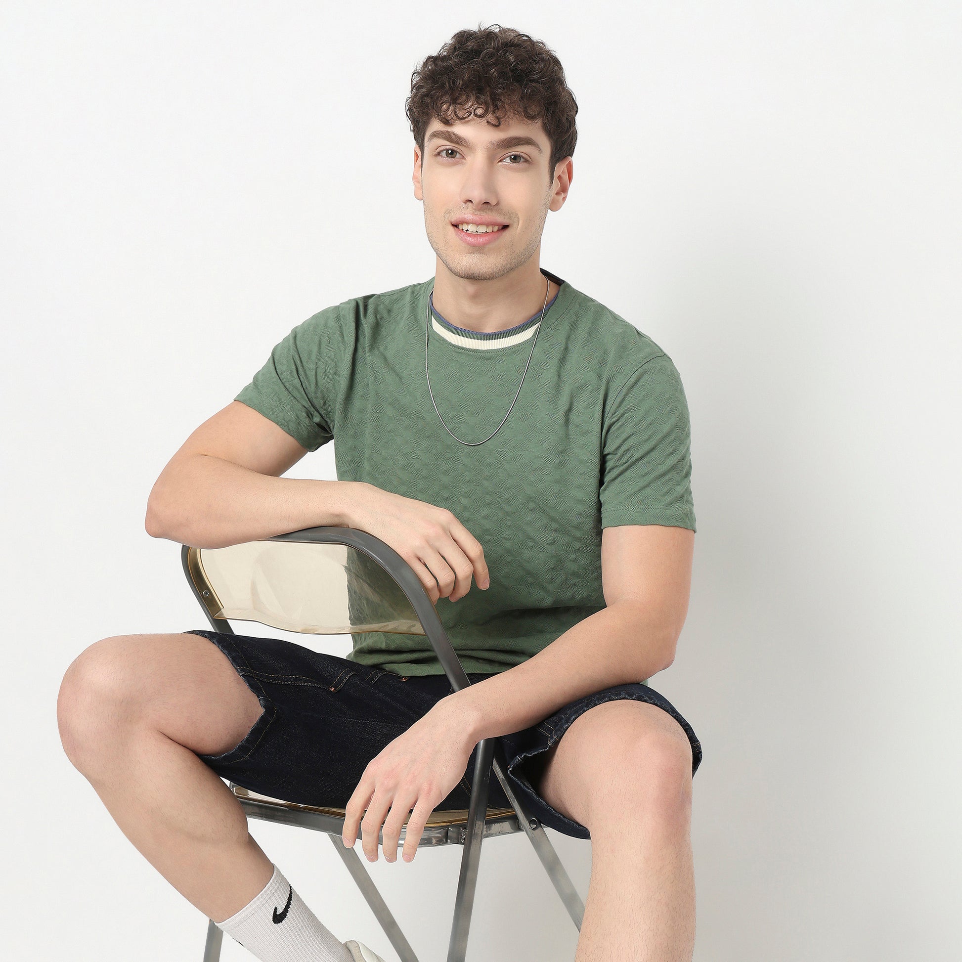 Structured Crew Neck Camper T-Shirt