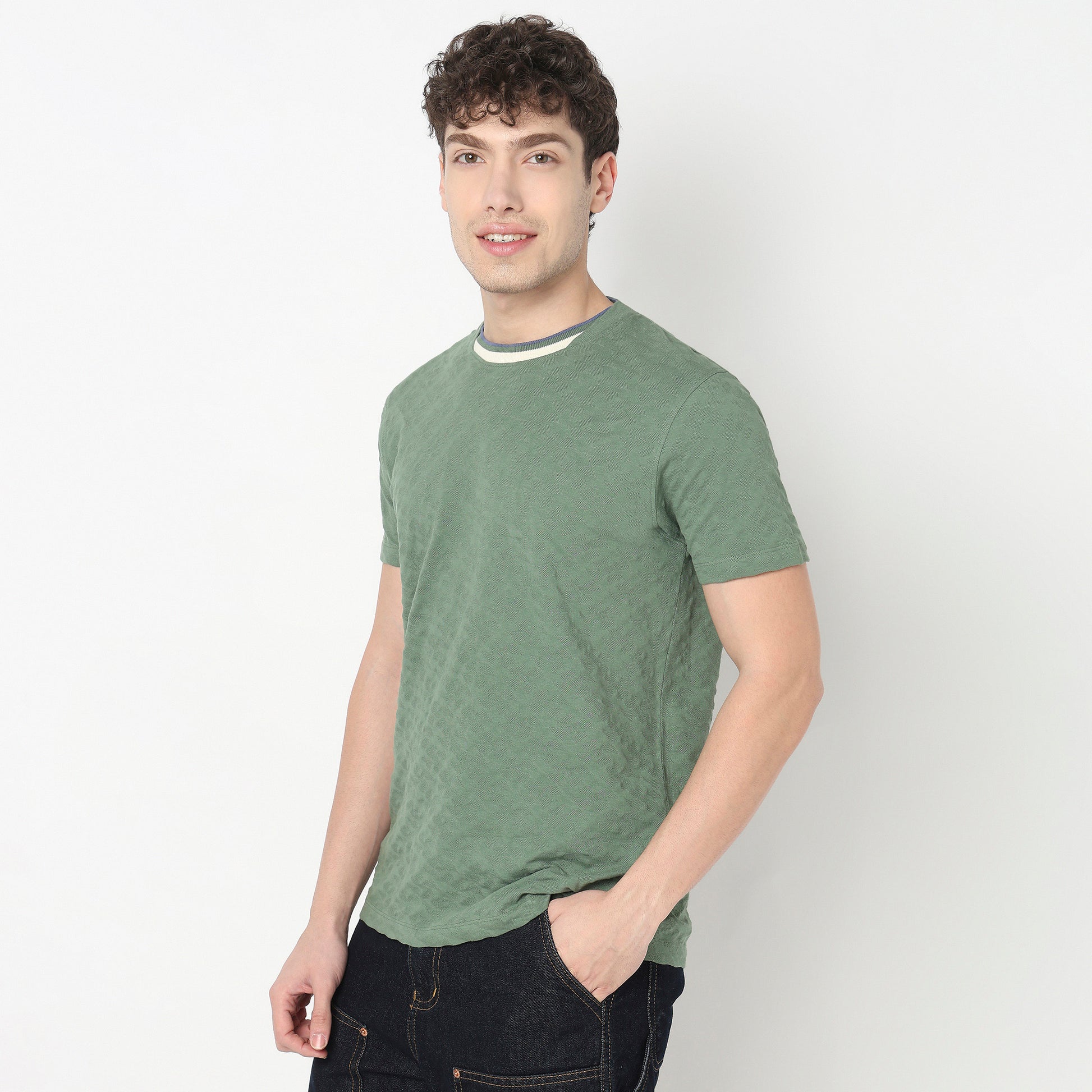 Structured Crew Neck Camper T-Shirt