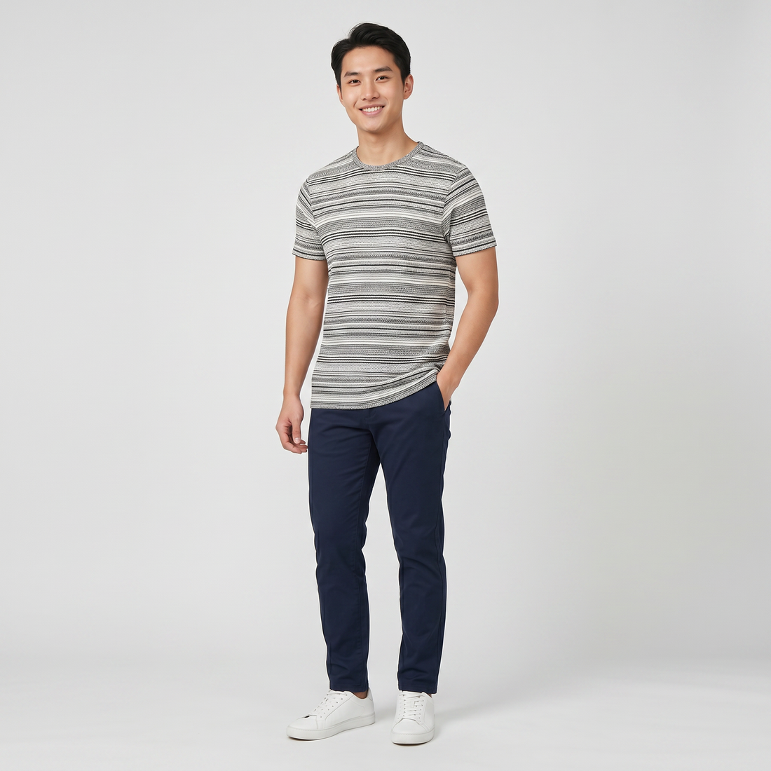 Striped Crew Neck Bae T-Shirt