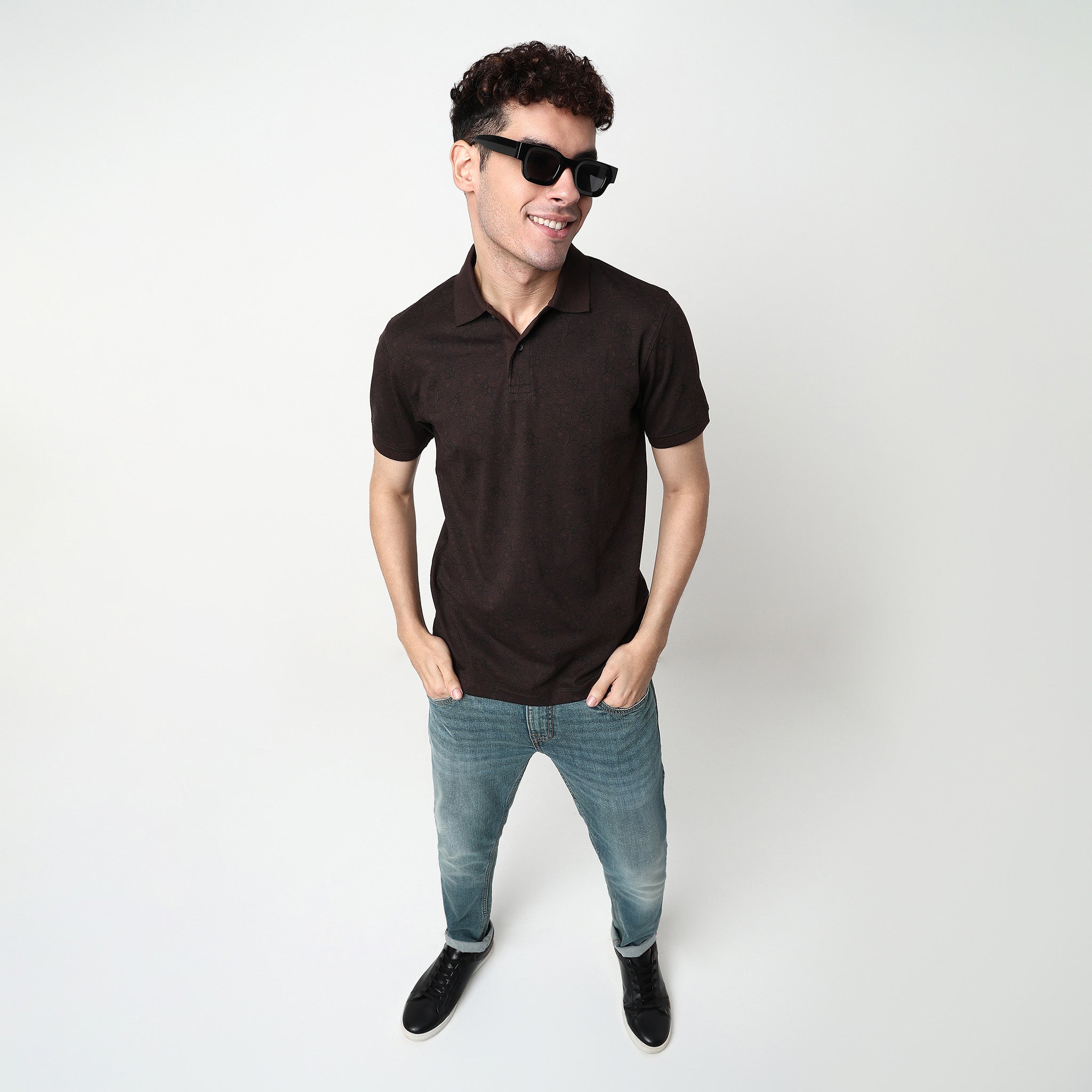 All Over Print Cotton Spandex Polo T-Shirt