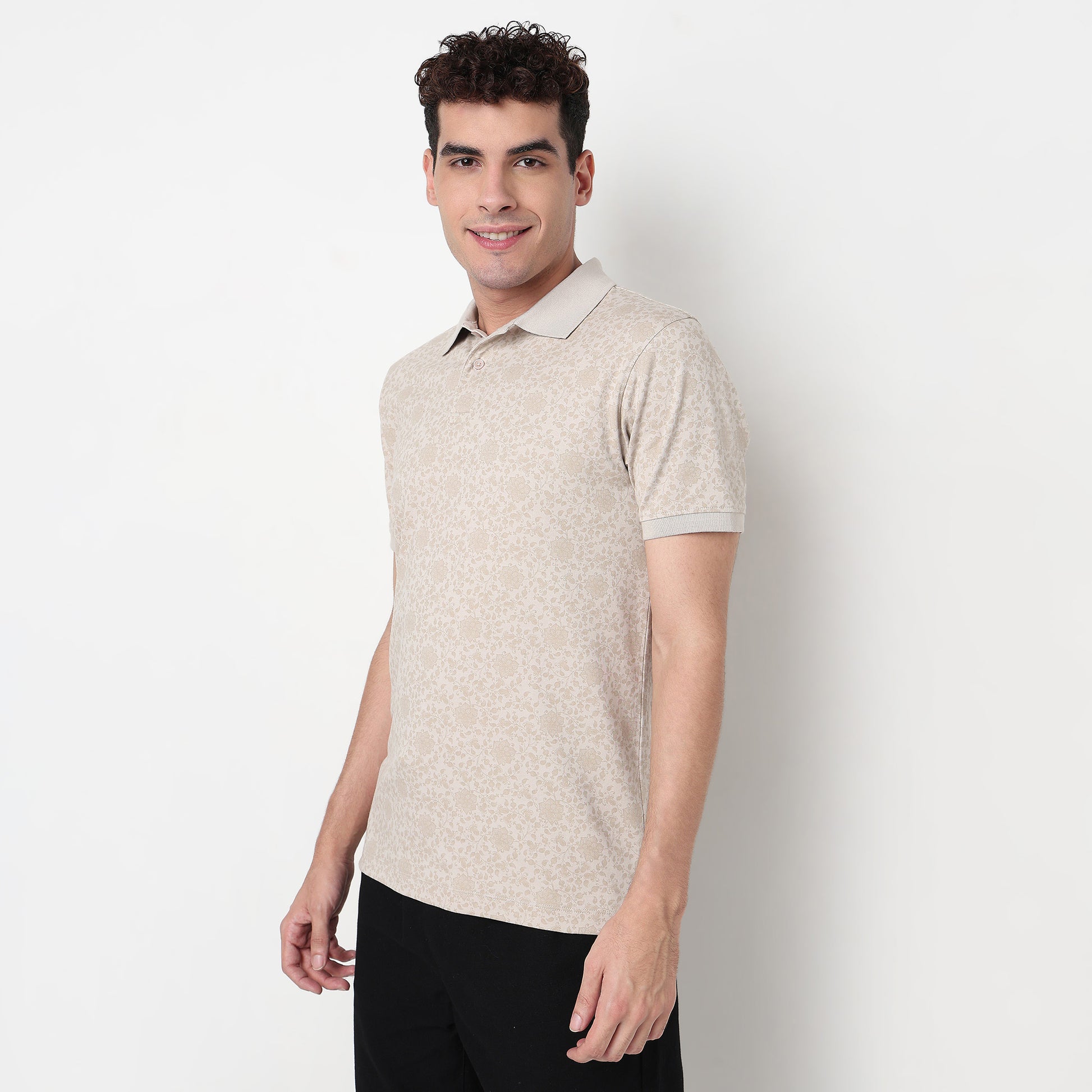 Buy Men Regular Fit All Over Print Half Sleeve Polo T-Shirt  - Style Union