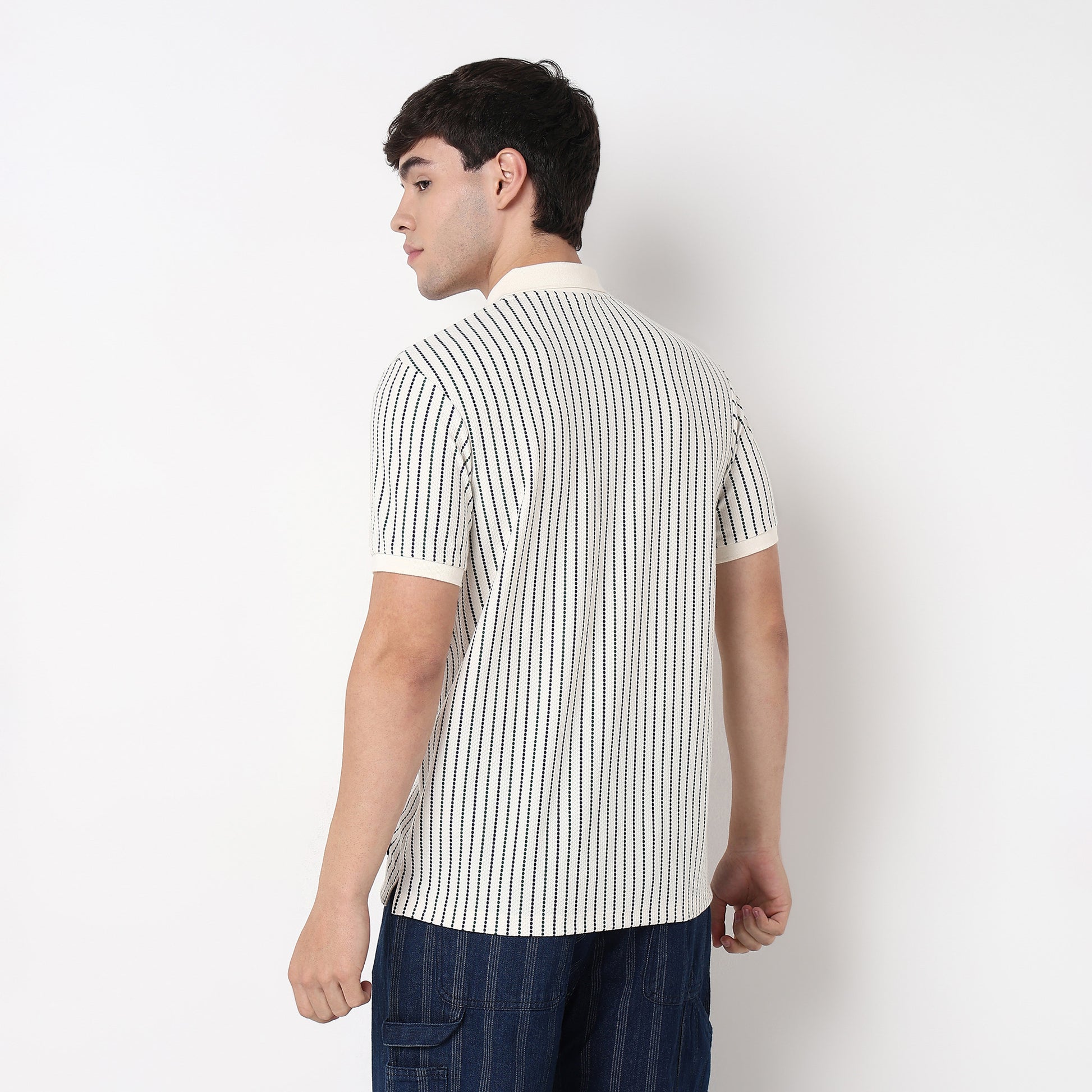 Striped Aviator Polo T Shirt