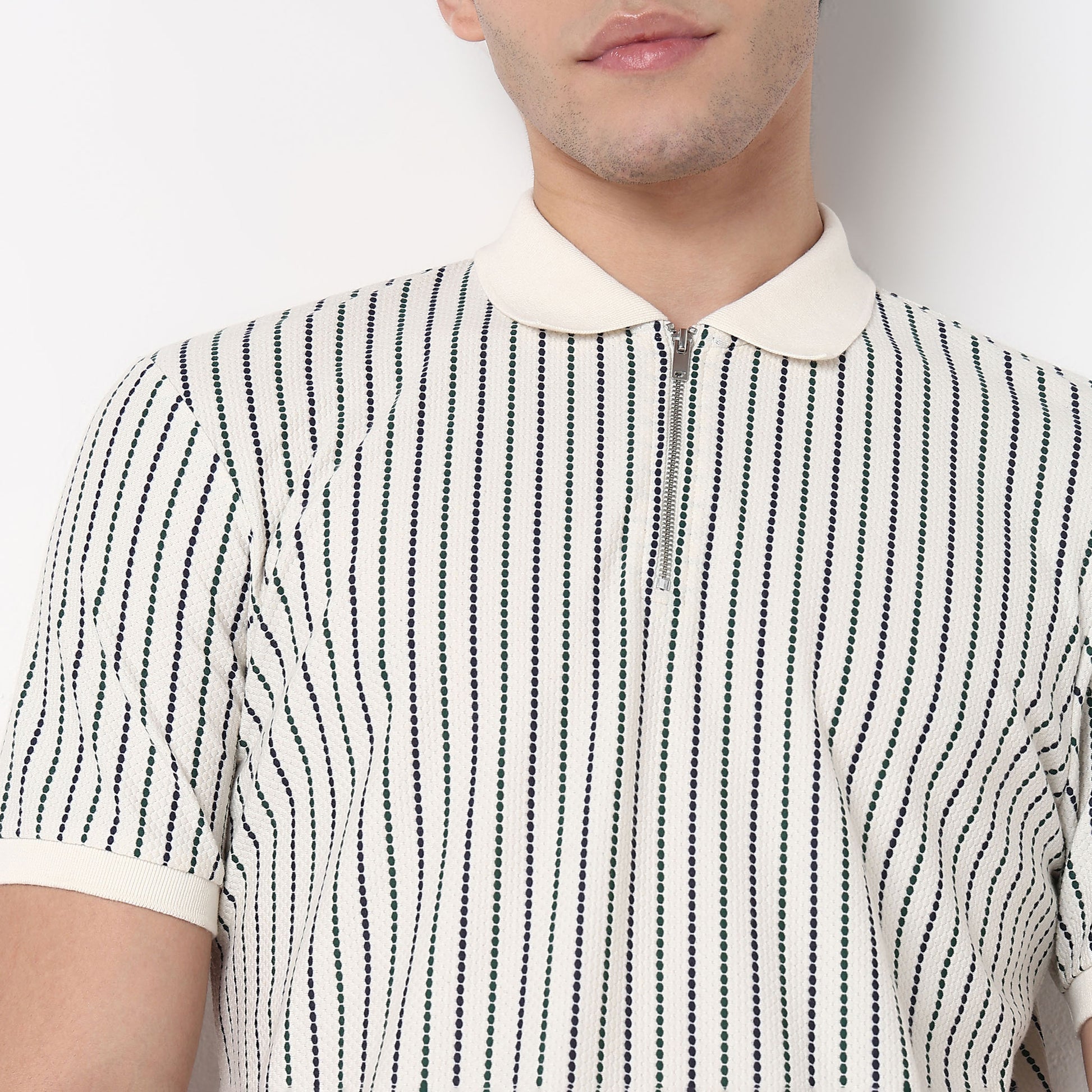 Striped Aviator Polo T Shirt