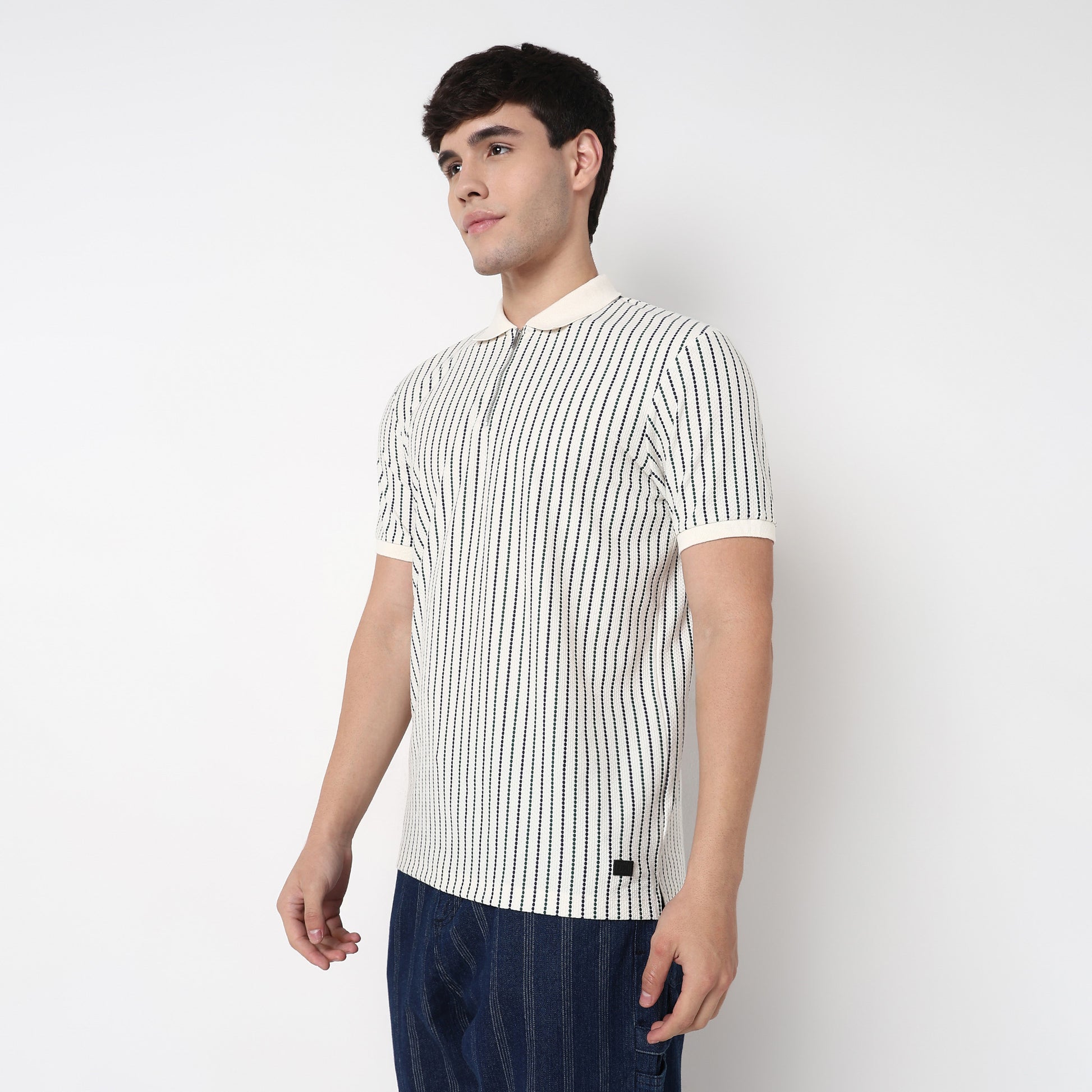 Striped Aviator Polo T Shirt