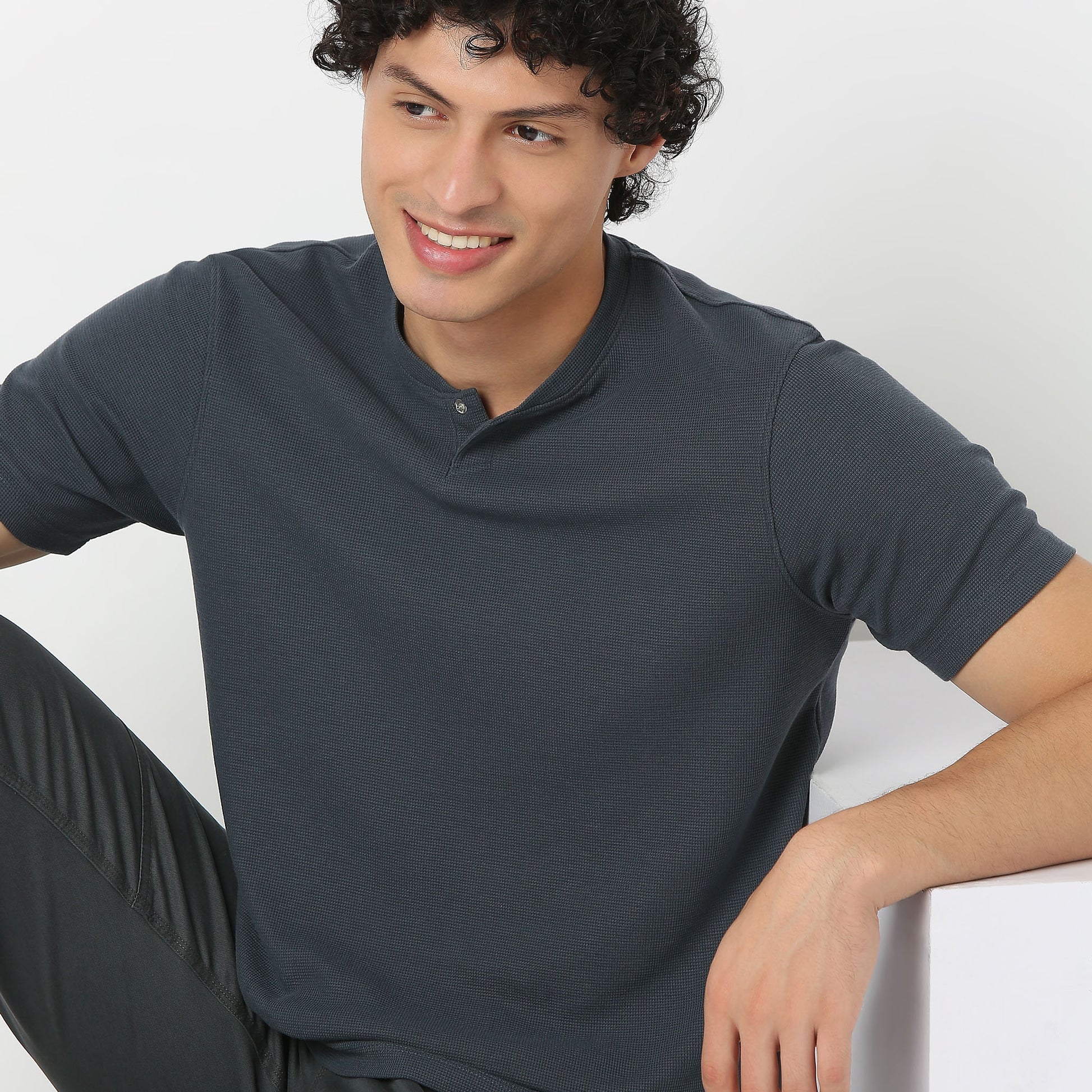 Henley Neck Structured Lumberjack T-Shirt