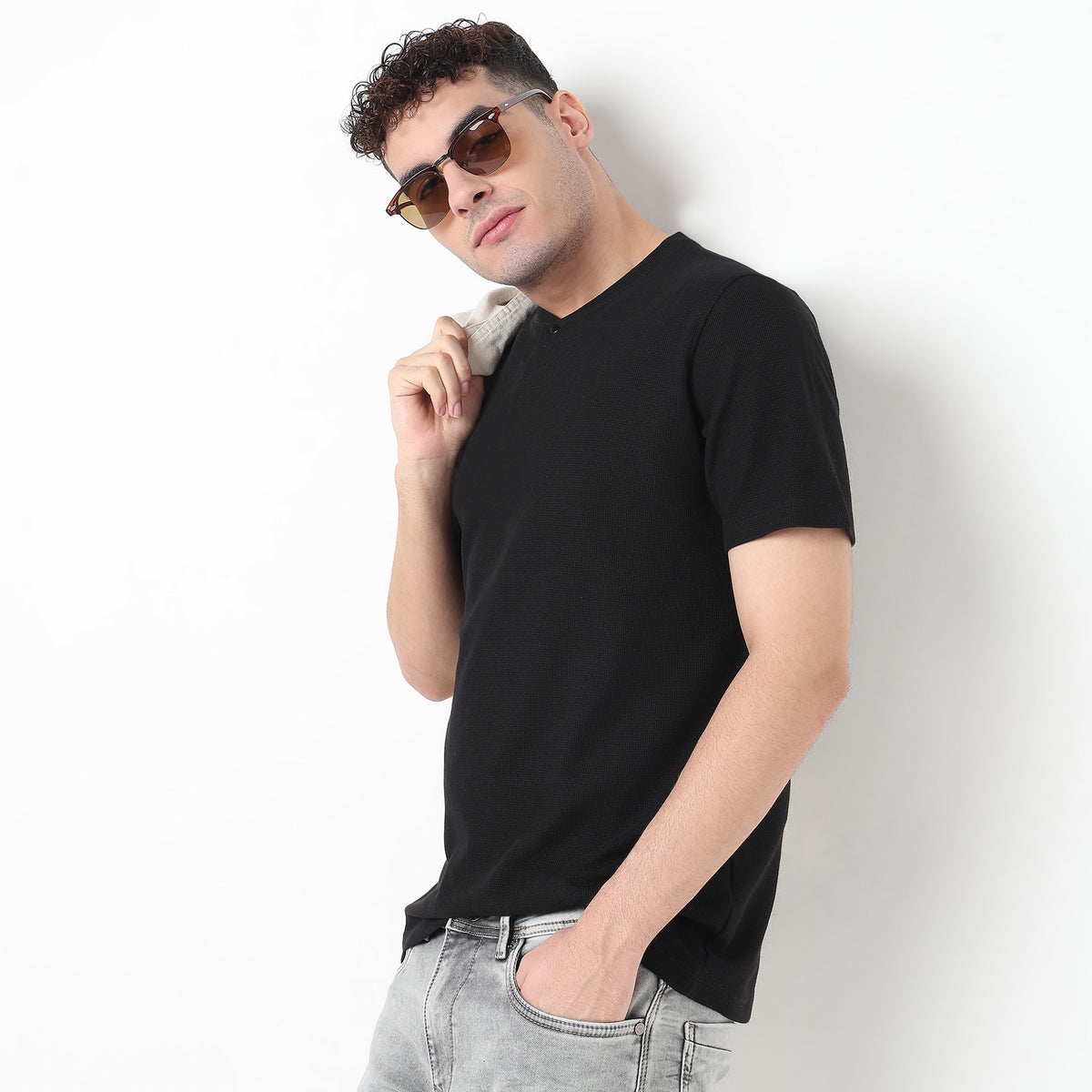 Henley Neck Structured Lumberjack T-Shirt