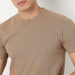Henley Neck Structured Lumberjack T-Shirt
