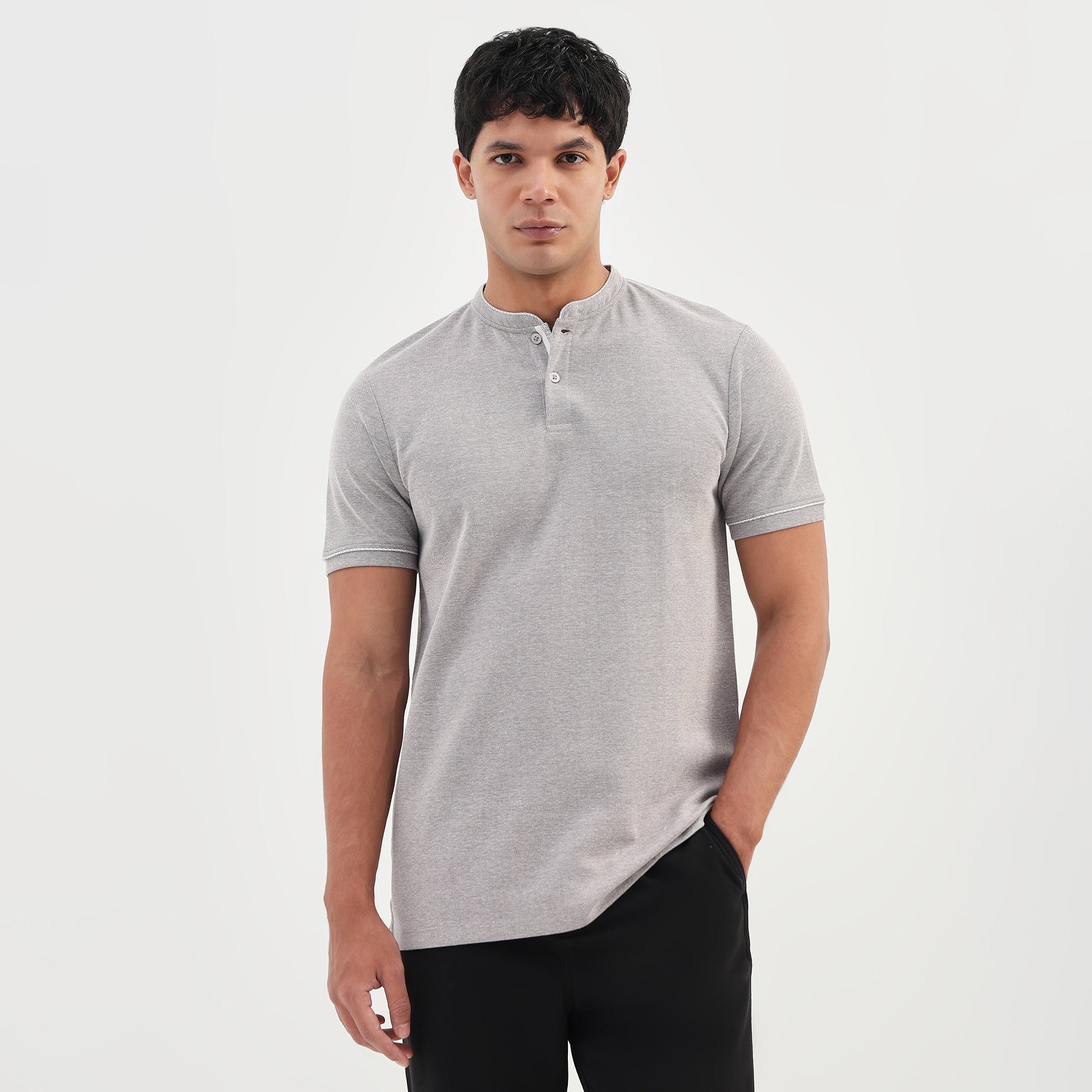 Solid Crew Neck Moto T-Shirt