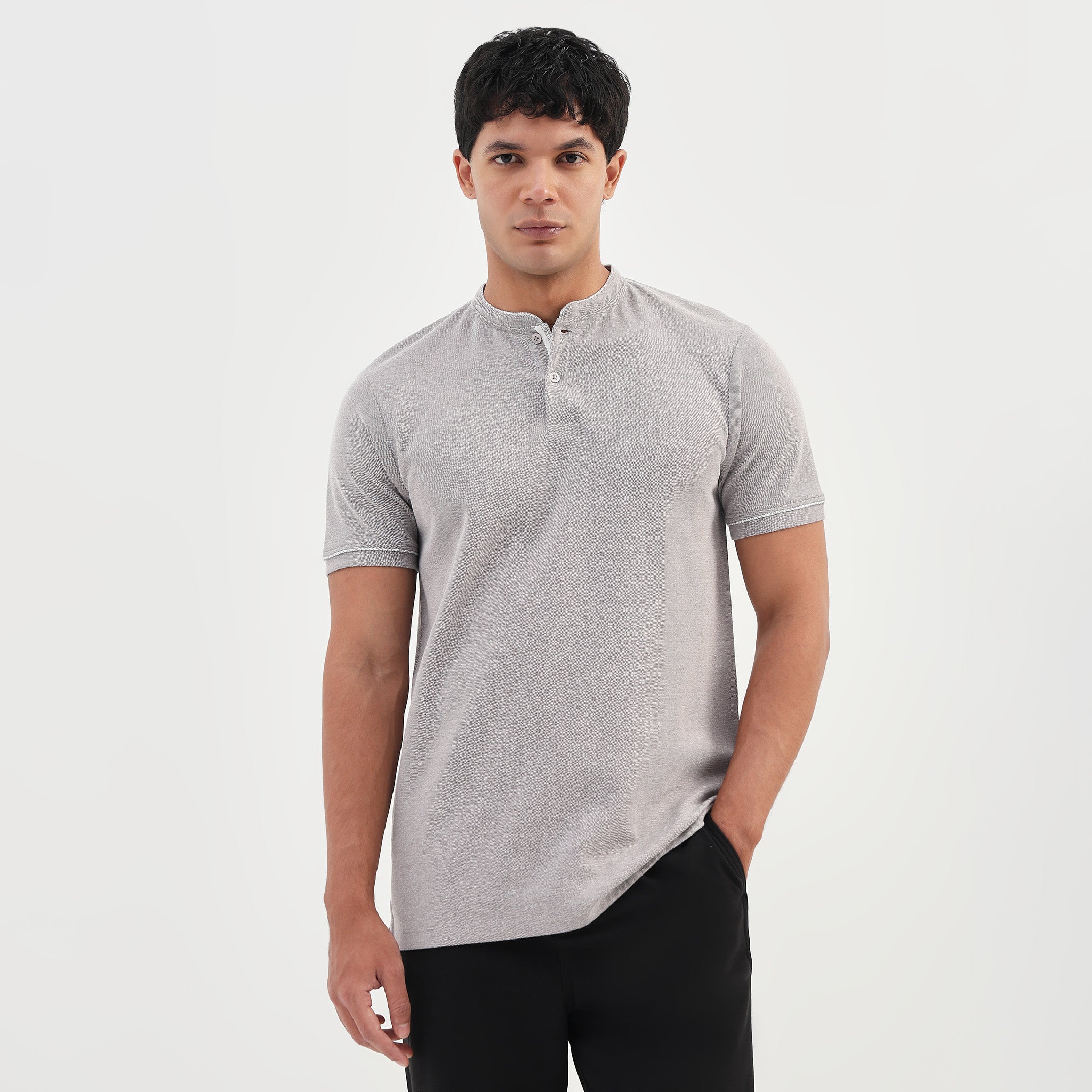 Solid Crew Neck Moto T-Shirt