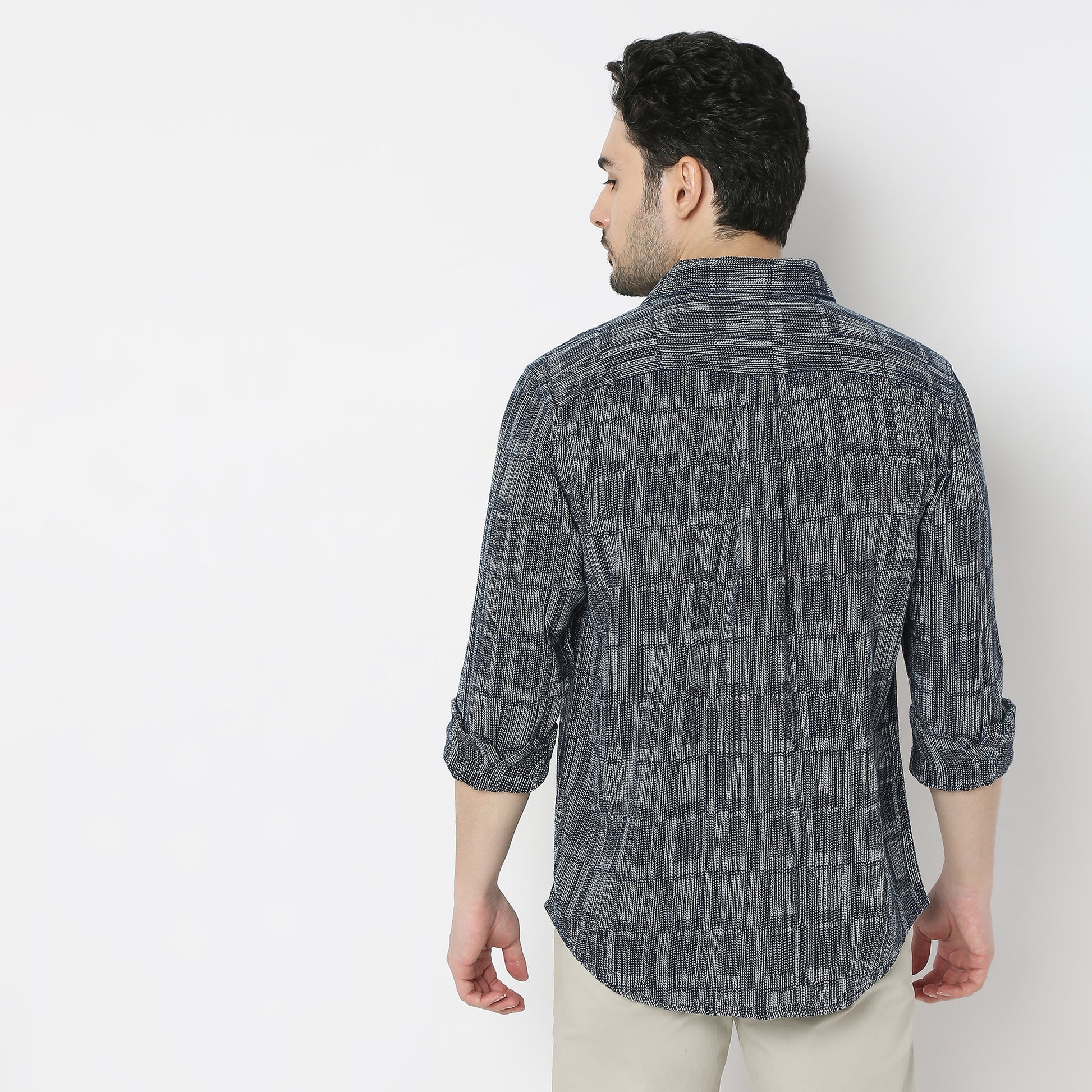 Regular Fit Checkered Shirt Collar Regular Length Shirt