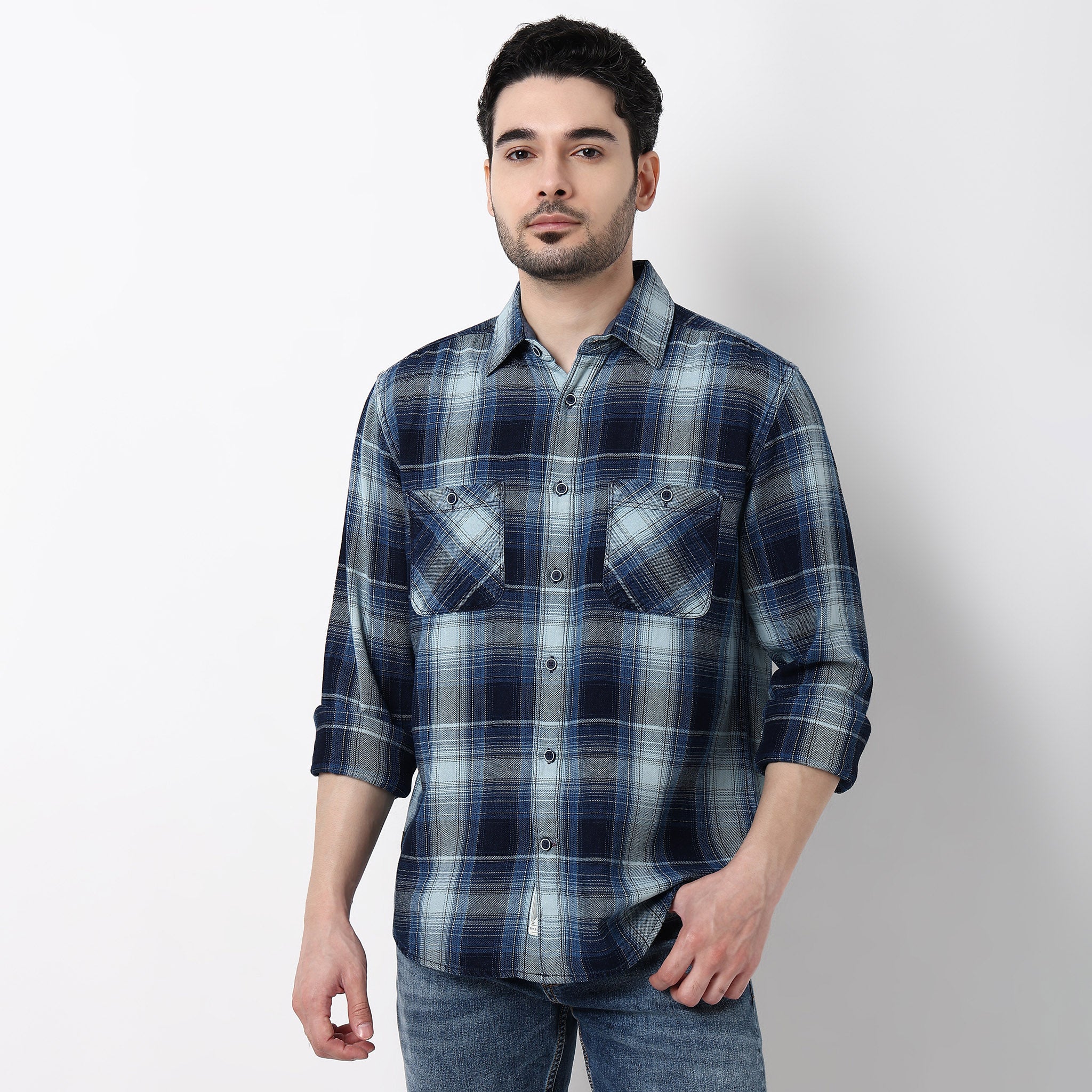 Regular Indigo Check Shirt