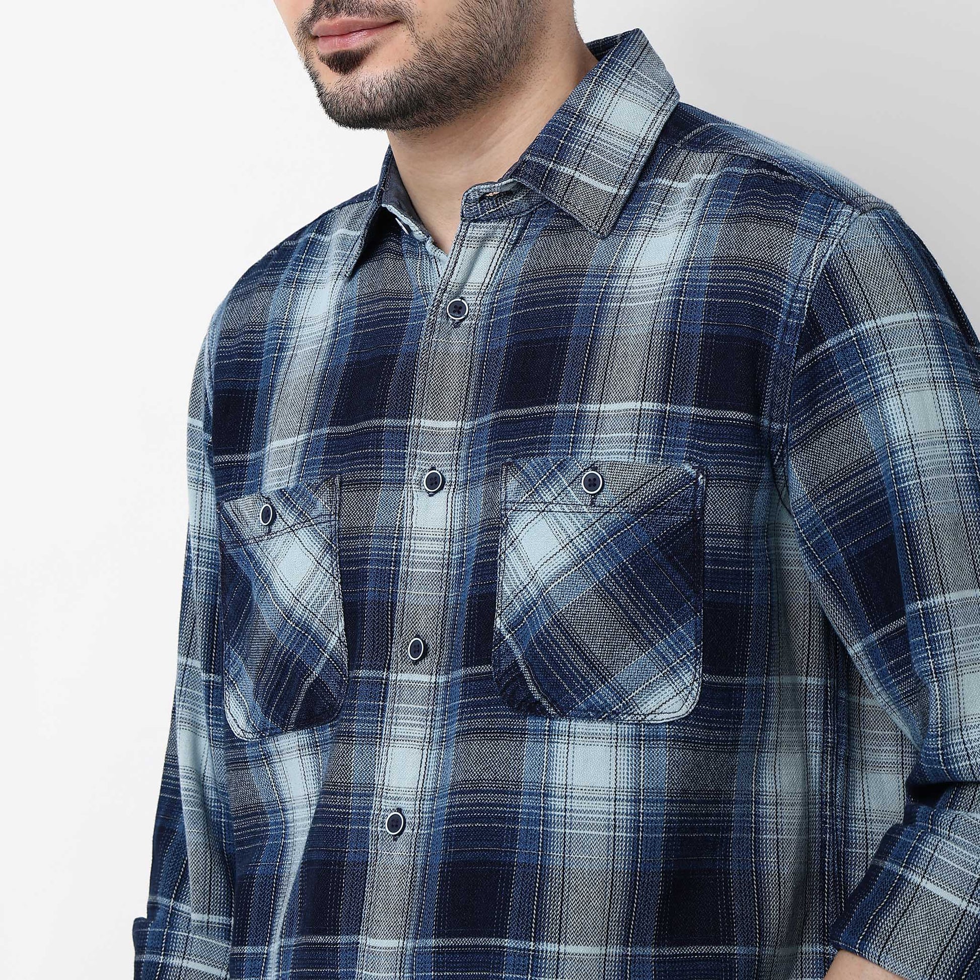 Regular Indigo Check Shirt