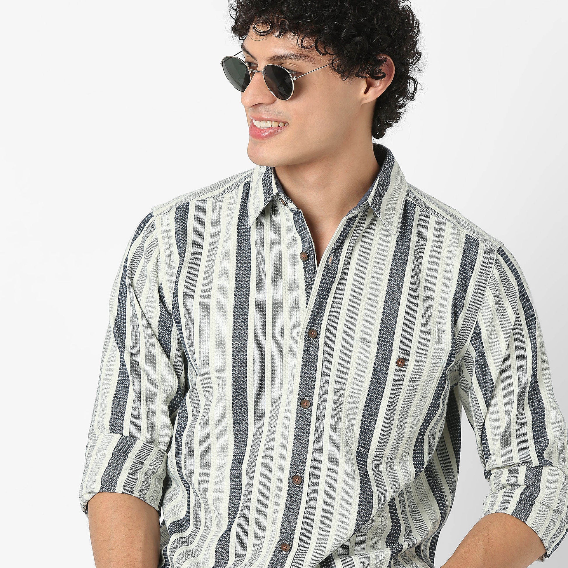 Striped Collar Full Sleeve Shirt