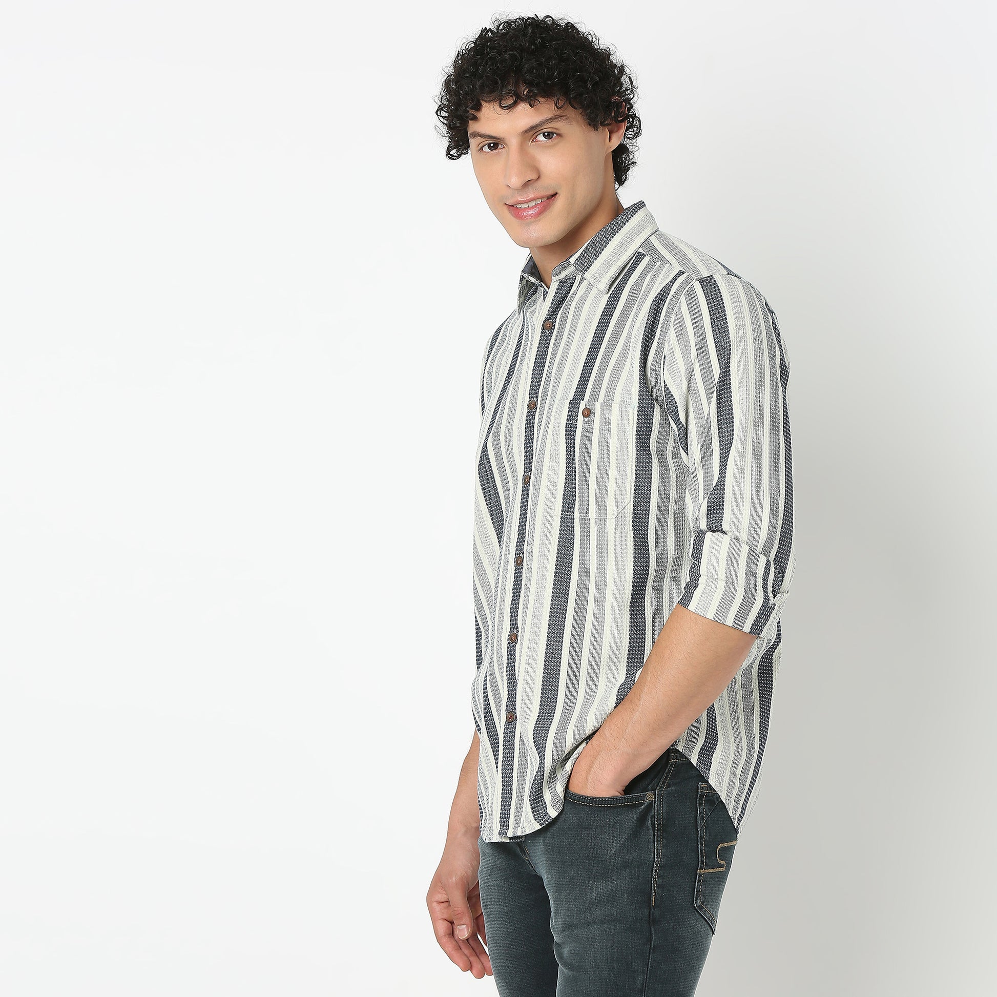 Striped Collar Full Sleeve Shirt