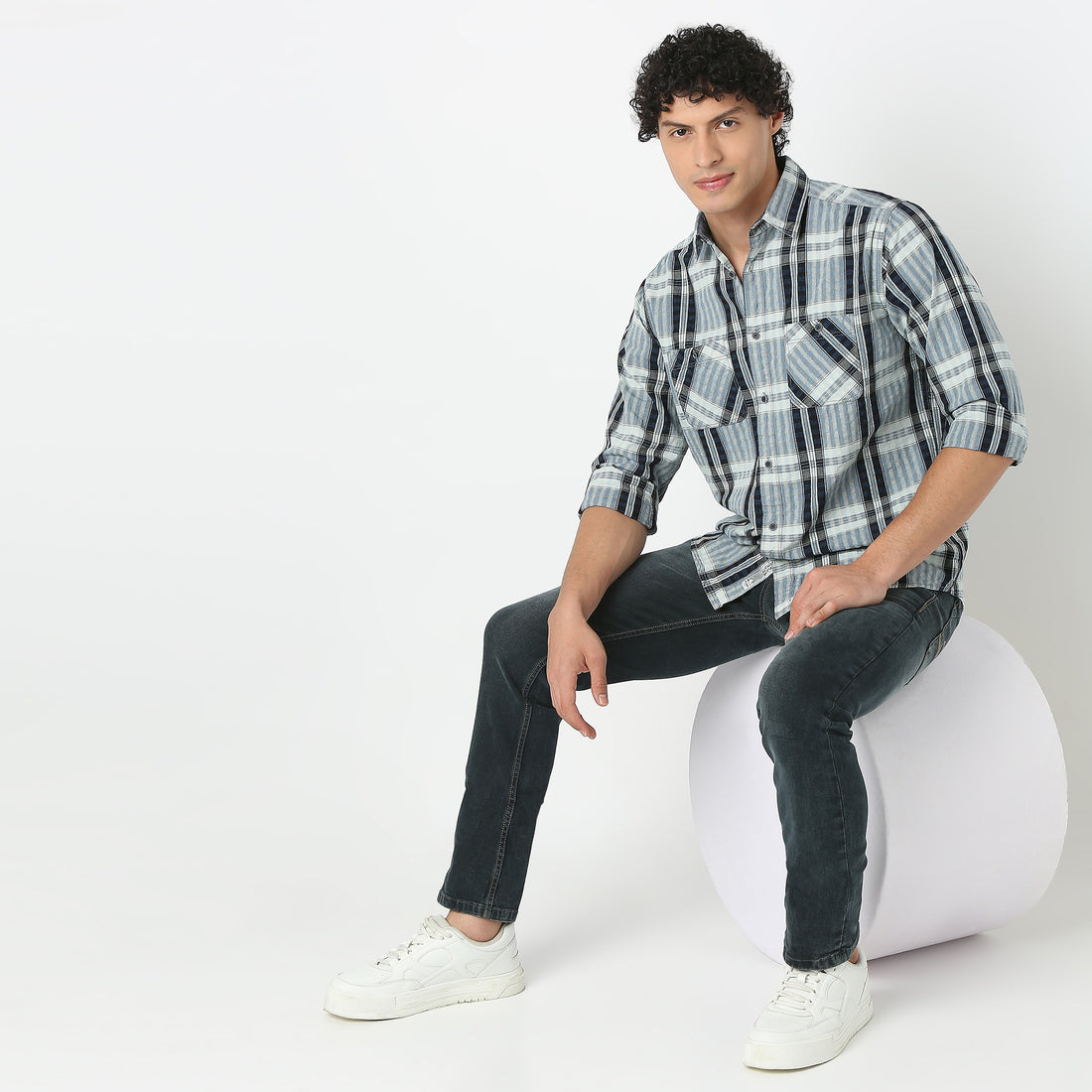 Collar Full Sleeve Checkered Shirt