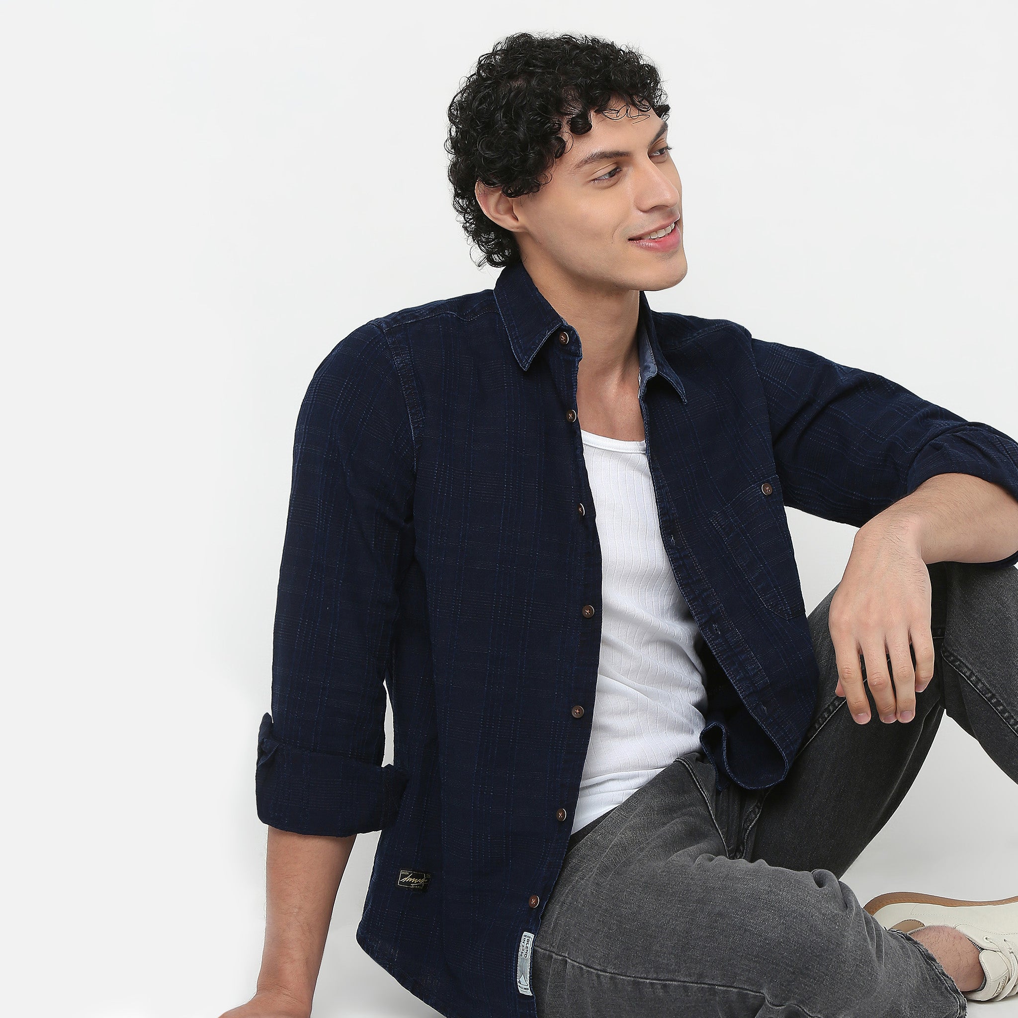 Regular Fit Indigo Check Shirt