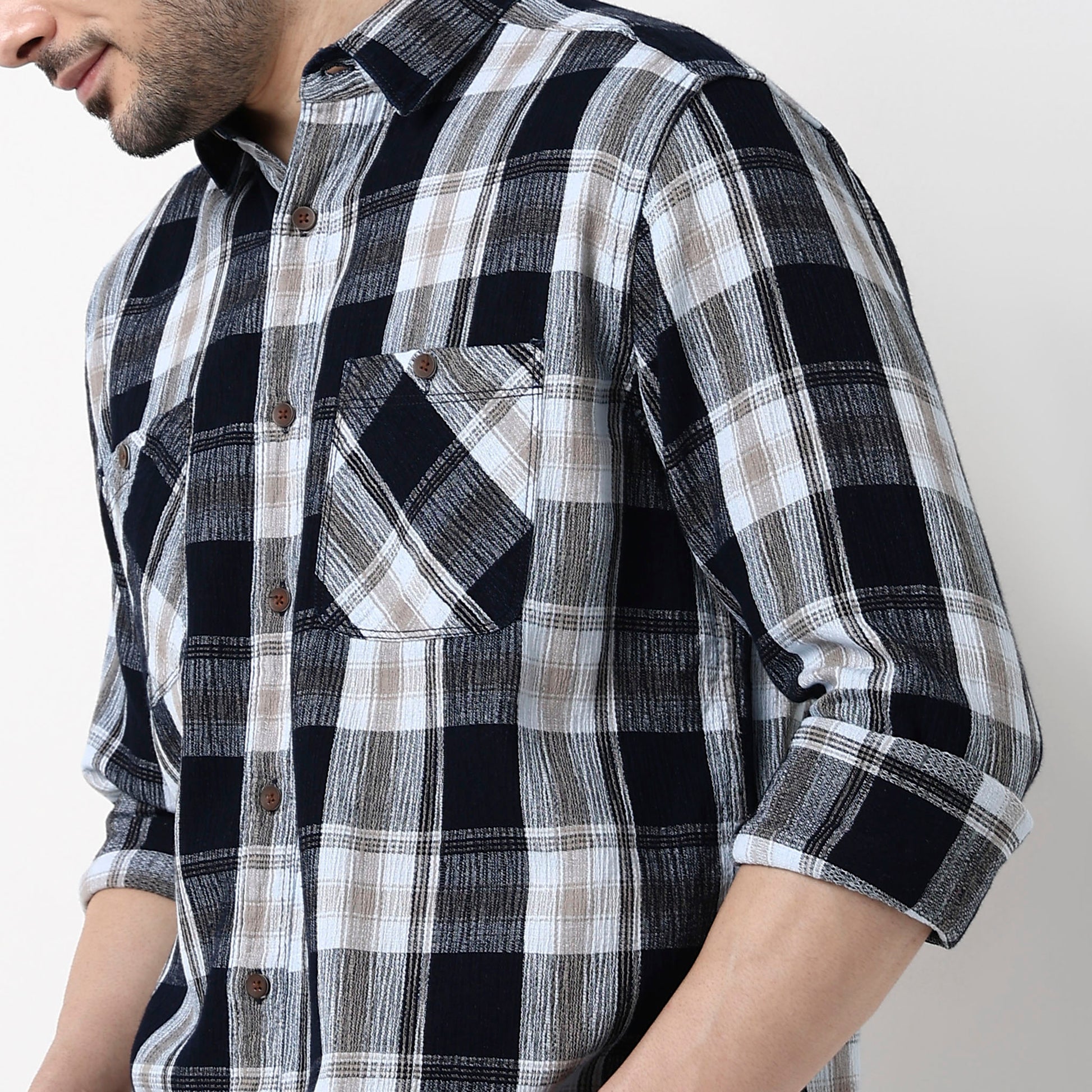 Cruiser Regular Indigo Checkered Shirt