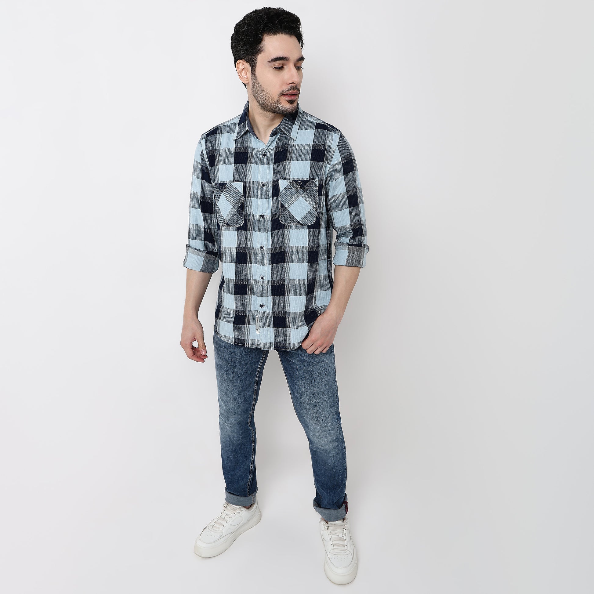 Cruiser Regular Indigo Checkered Shirt