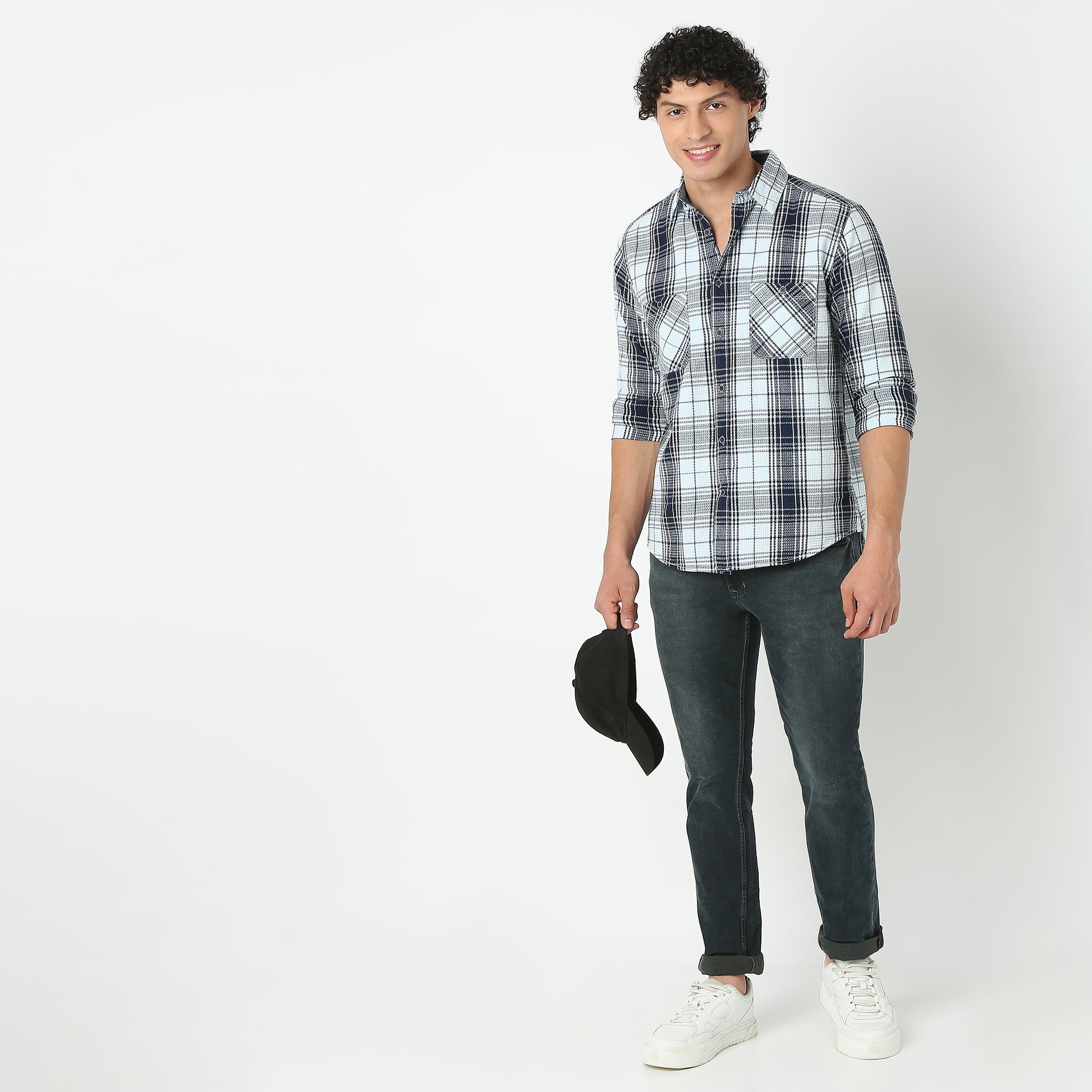 Collar Full Sleeve Checkered Shirt