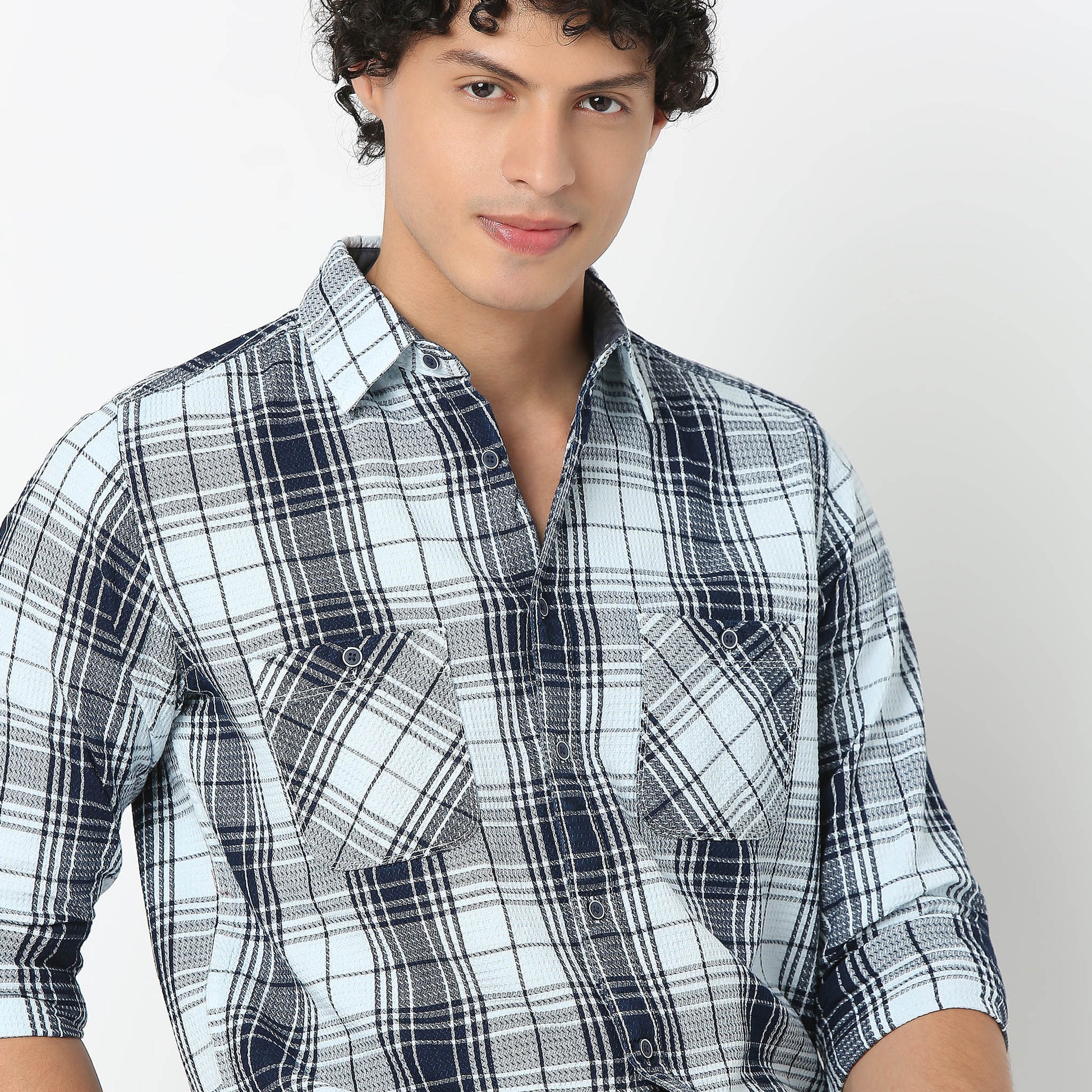 Collar Full Sleeve Checkered Shirt